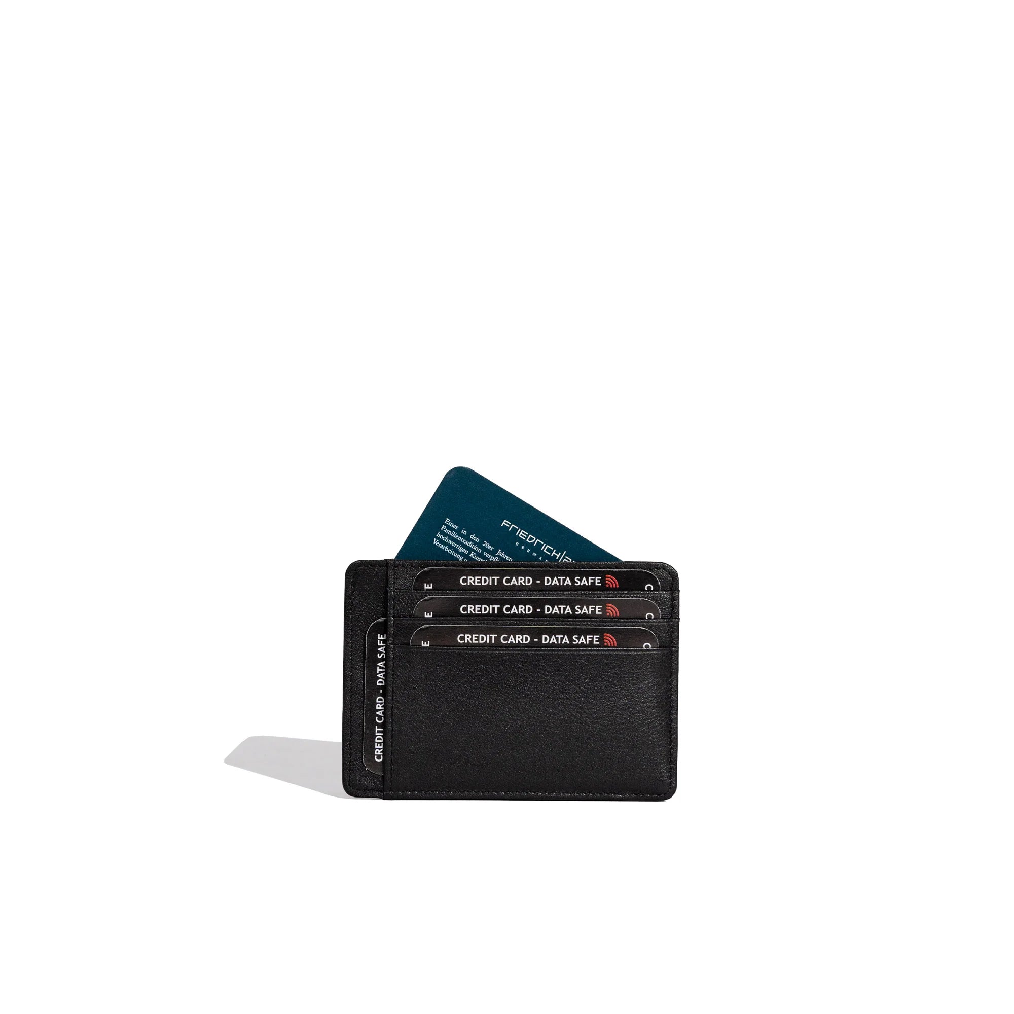 schwarzes scheckkarten etui flach mit 5 scheckkarten