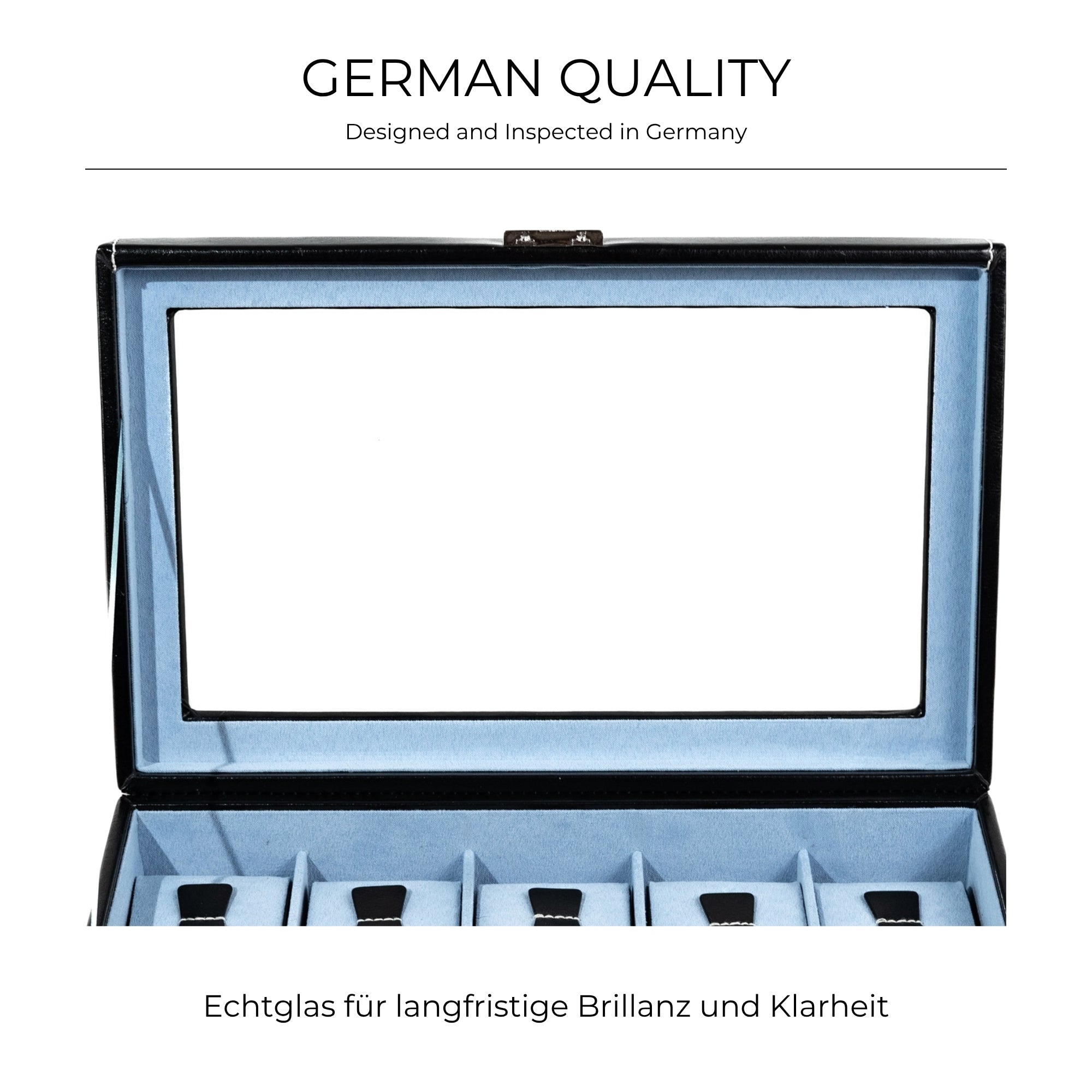 BOND Uhrenbox für 10 Uhren mit Glasdeckel