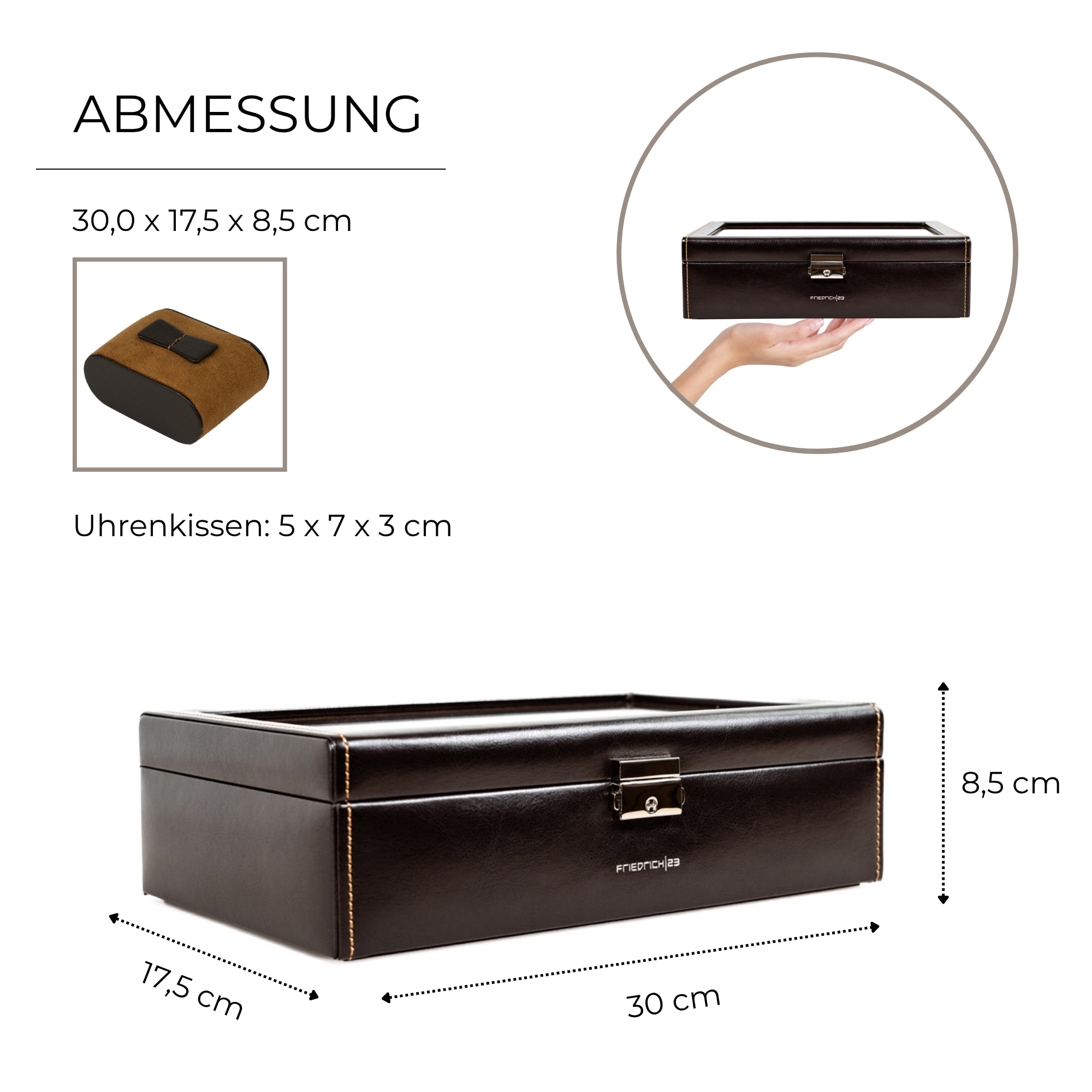 BOND Uhrenbox für 10 Uhren mit Glasdeckel