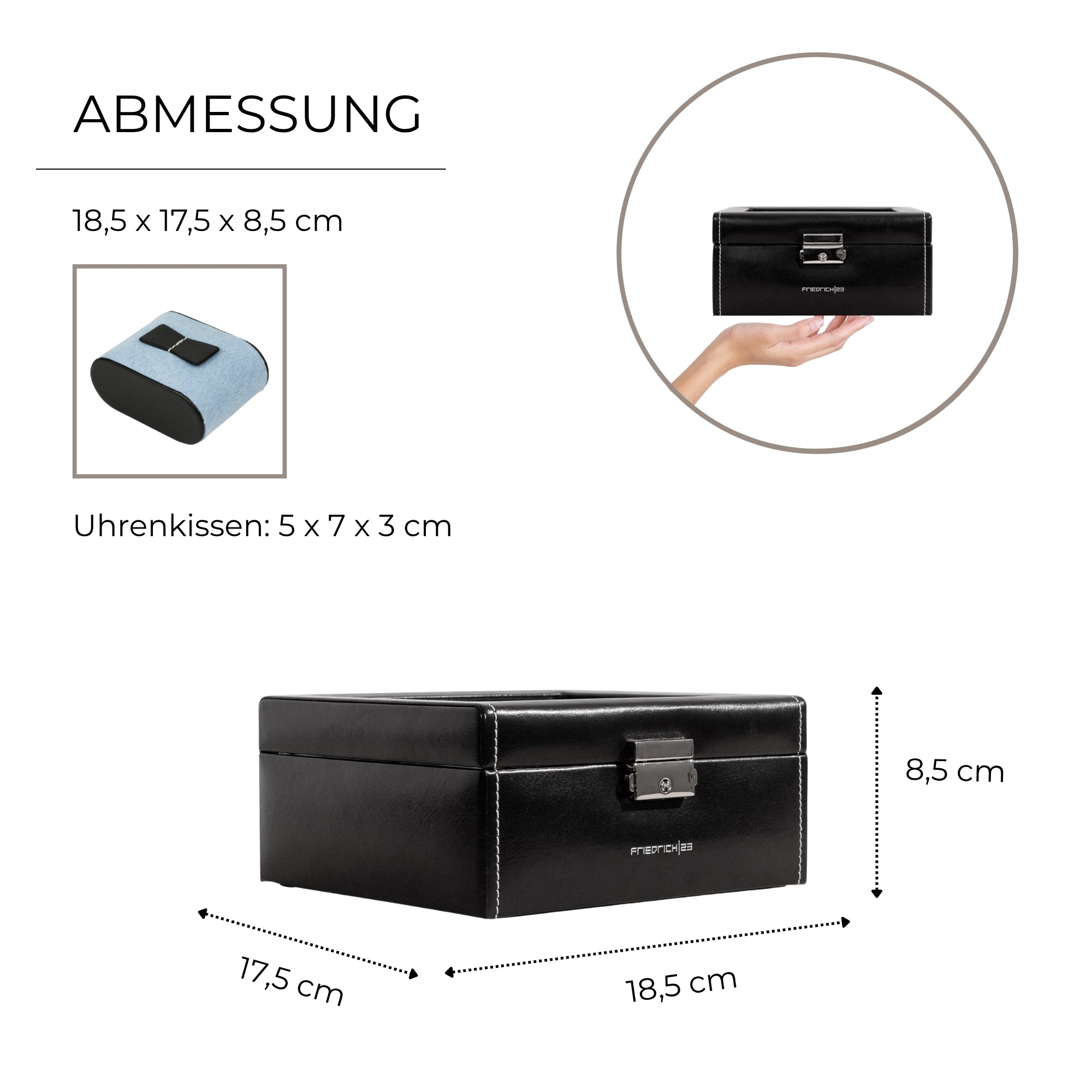 BOND Uhrenbox für 6 Uhren mit Glasdeckel