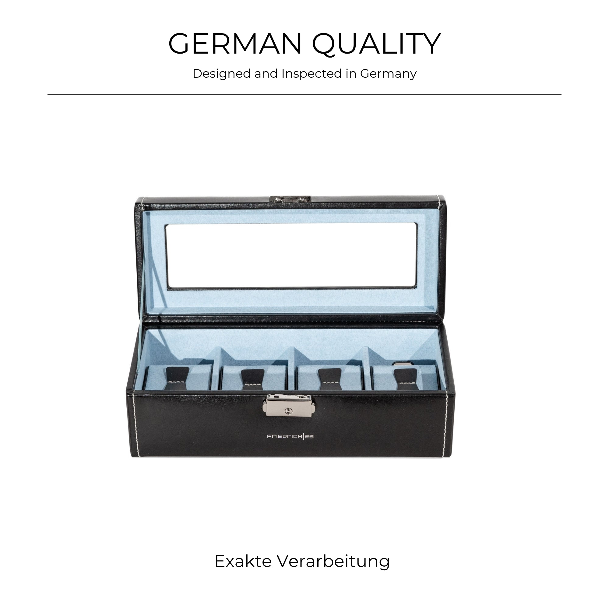 BOND Uhrenbox für 4 Uhren mit Glasdeckel