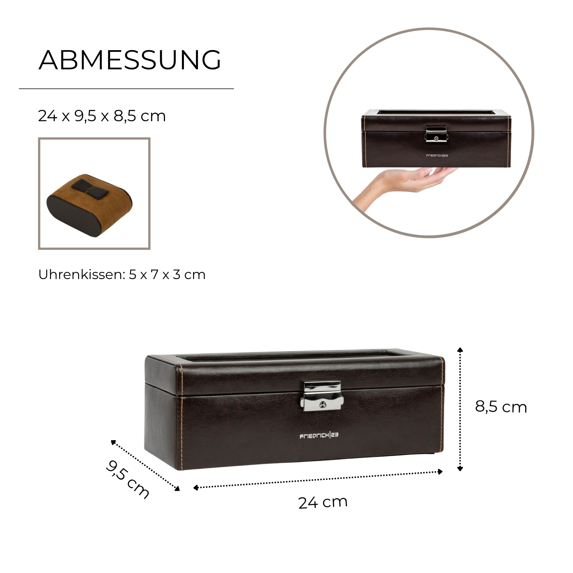 BOND Uhrenbox für 4 Uhren mit Glasdeckel