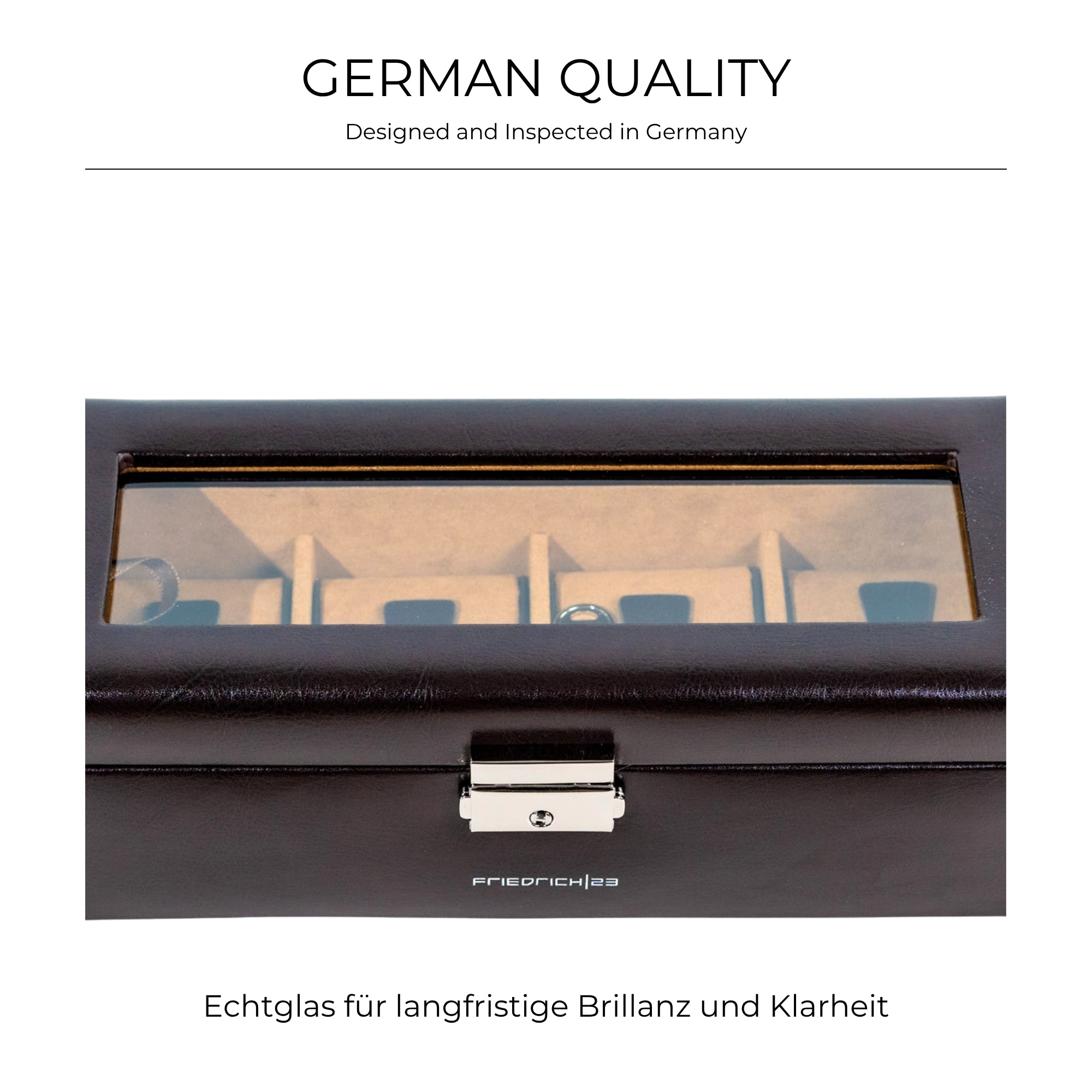 BOND Uhrenbox für 4 Uhren mit Glasdeckel