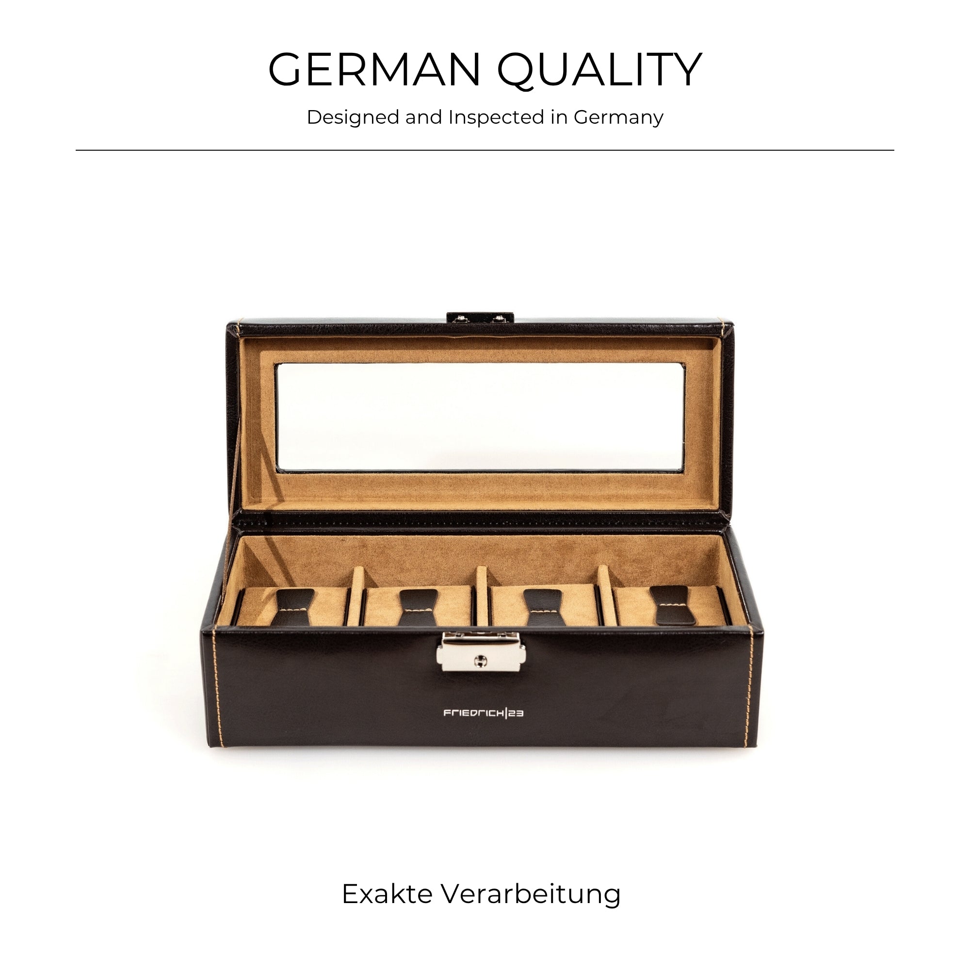 BOND Uhrenbox für 4 Uhren mit Glasdeckel