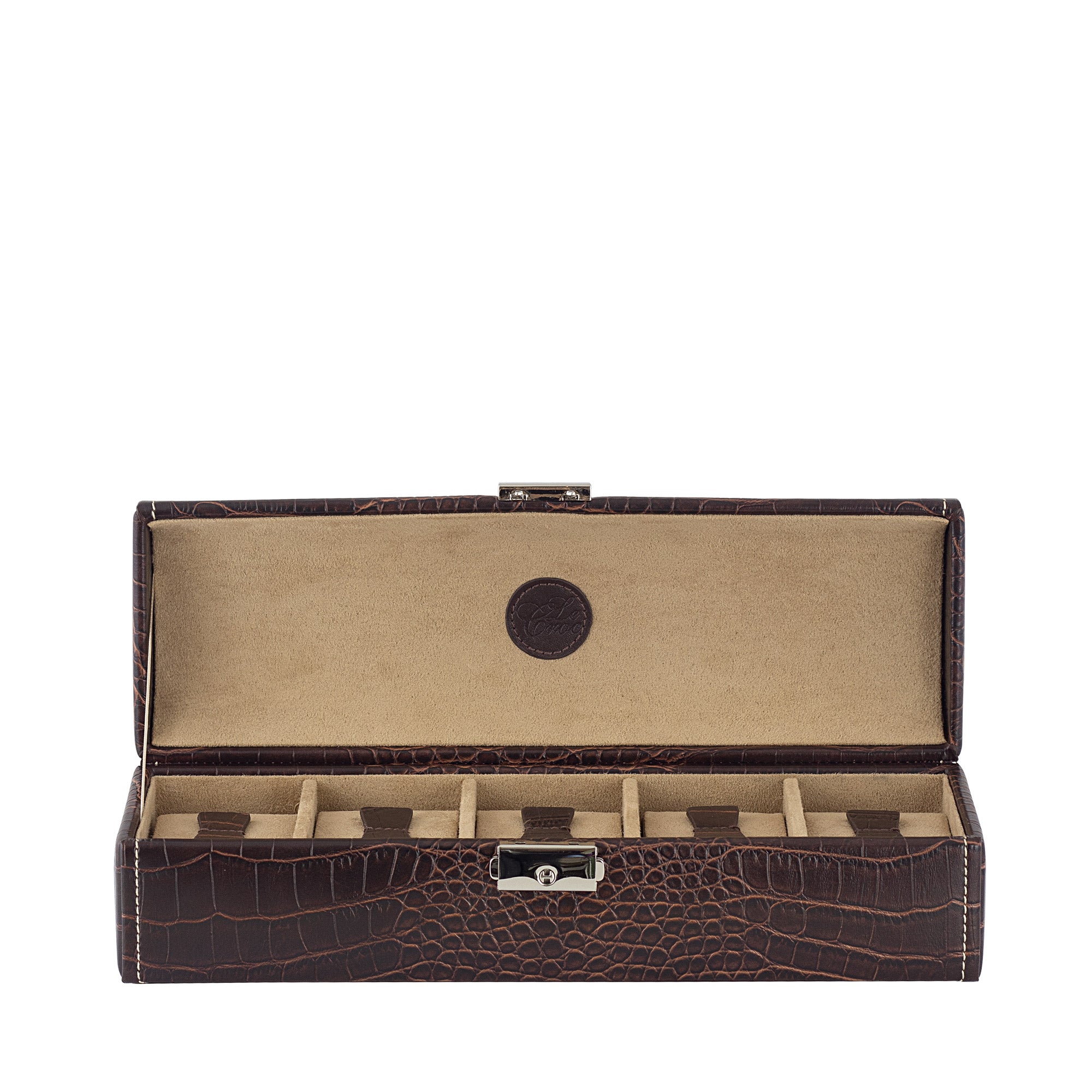 LE CROC Uhrenbox für 5 Uhren in Kroko Optik