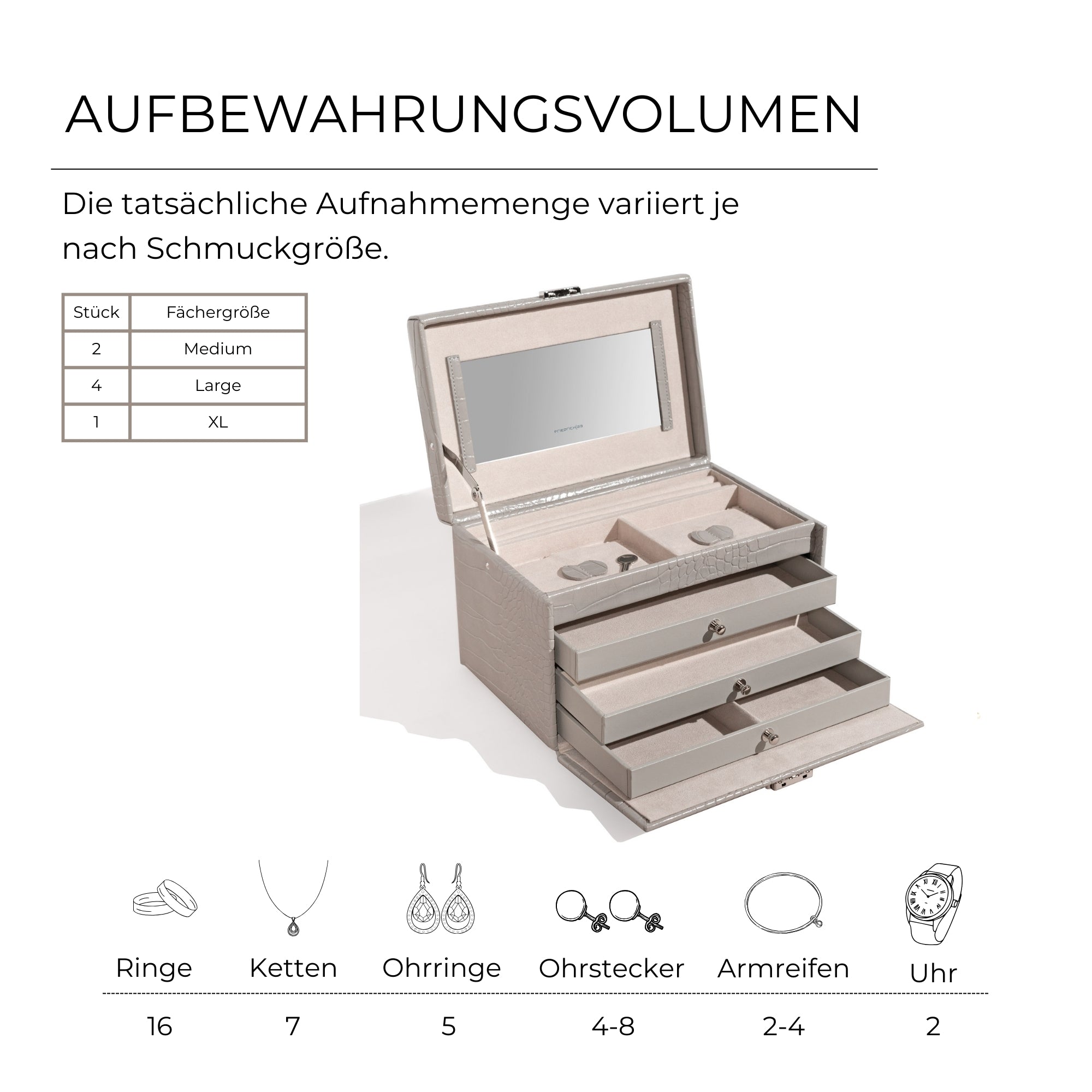 CAIMAN Schmuckkasten in Kroko Optik