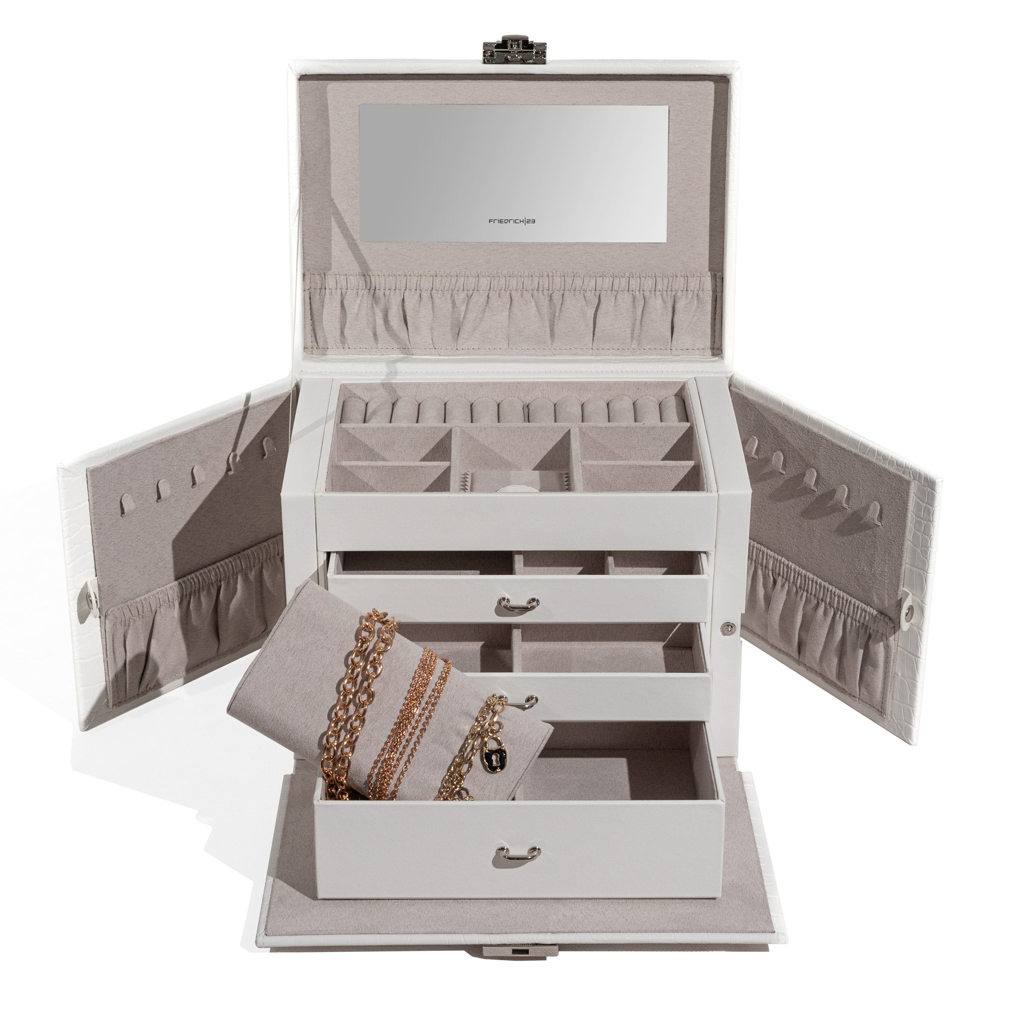 CAIMAN Großer Schmuckkasten in Kroko Optik