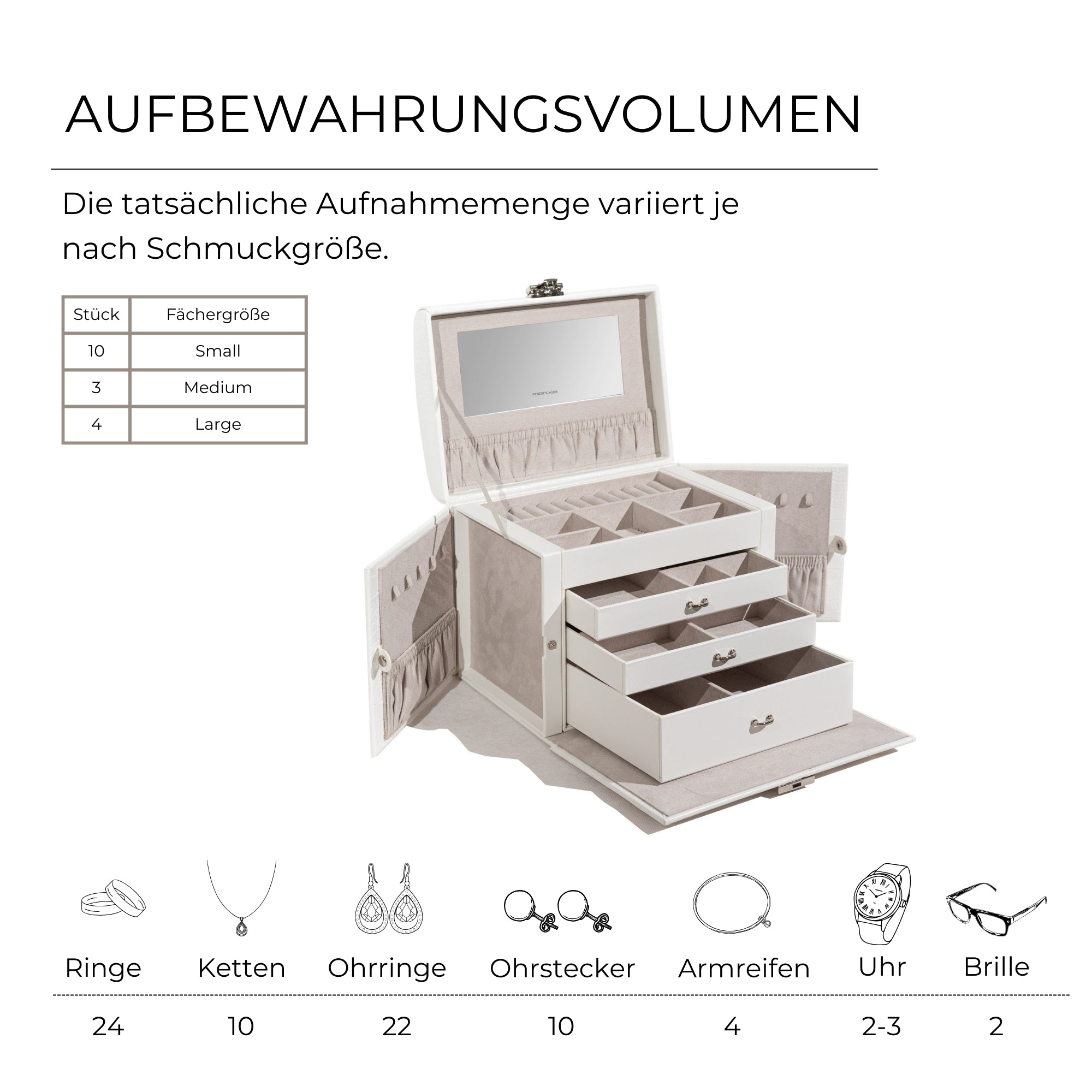 CAIMAN Großer Schmuckkasten in Kroko Optik