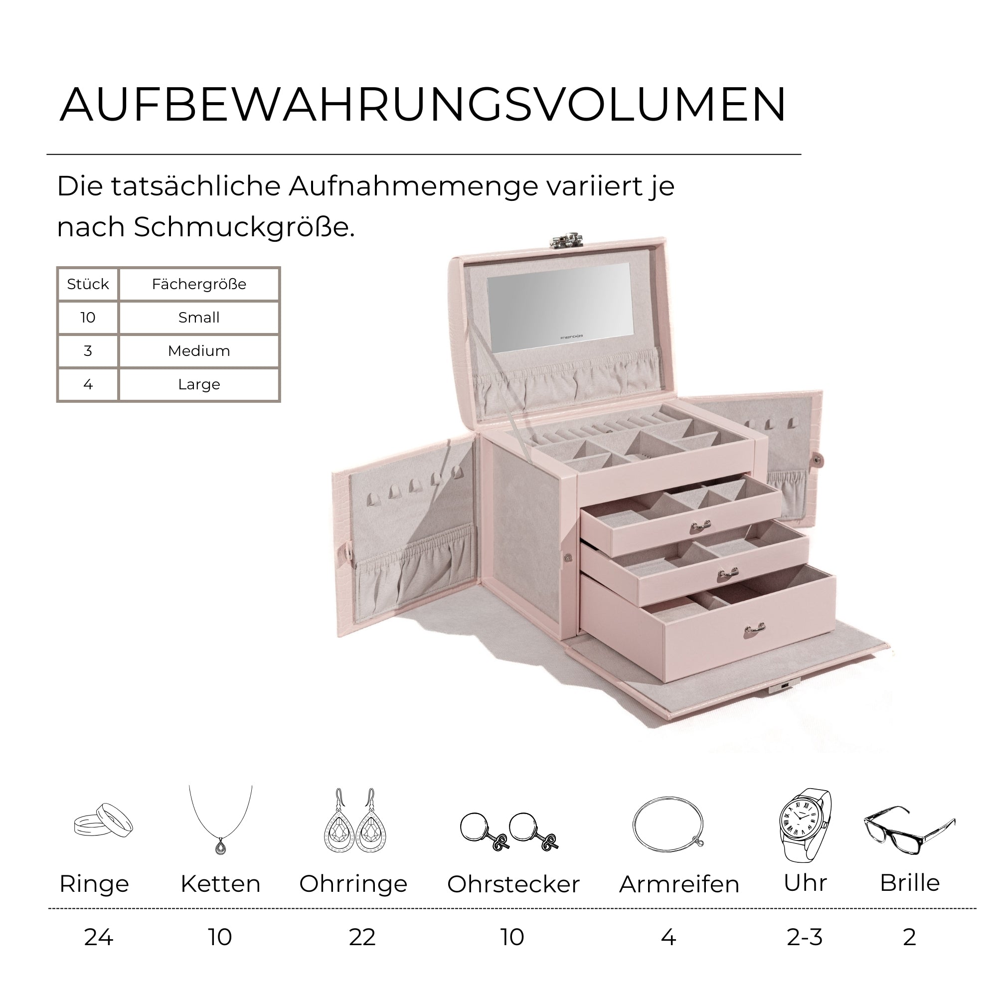 CAIMAN Großer Schmuckkasten in Kroko Optik