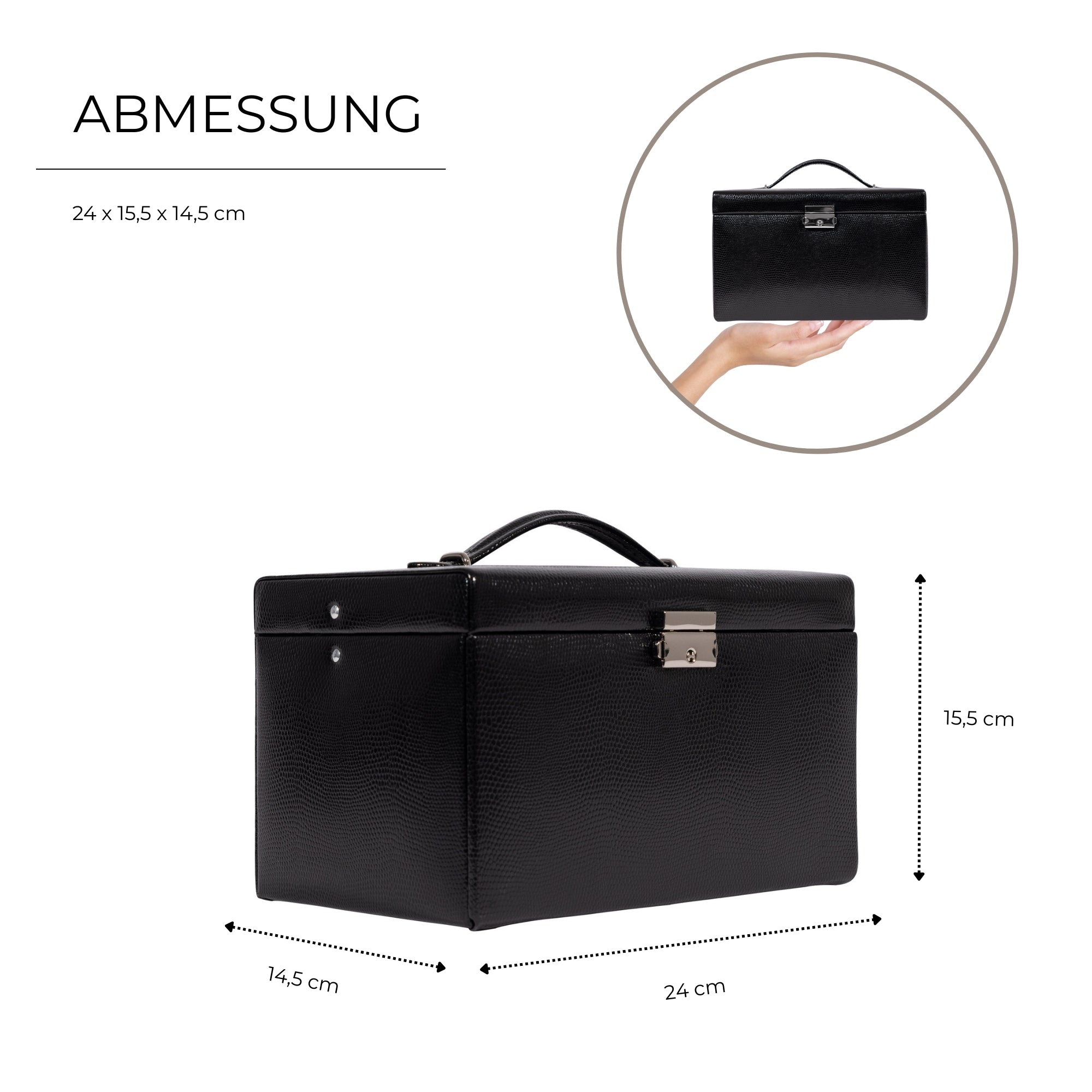 Classico jewelry box made of leather in lizard optics