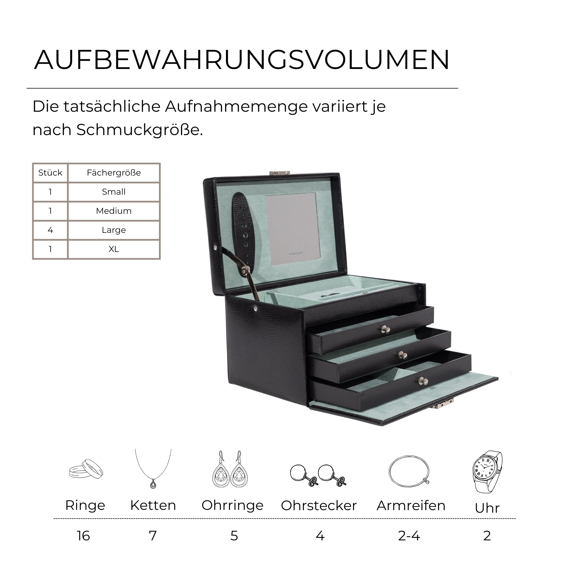 Classico jewelry box made of leather in lizard optics
