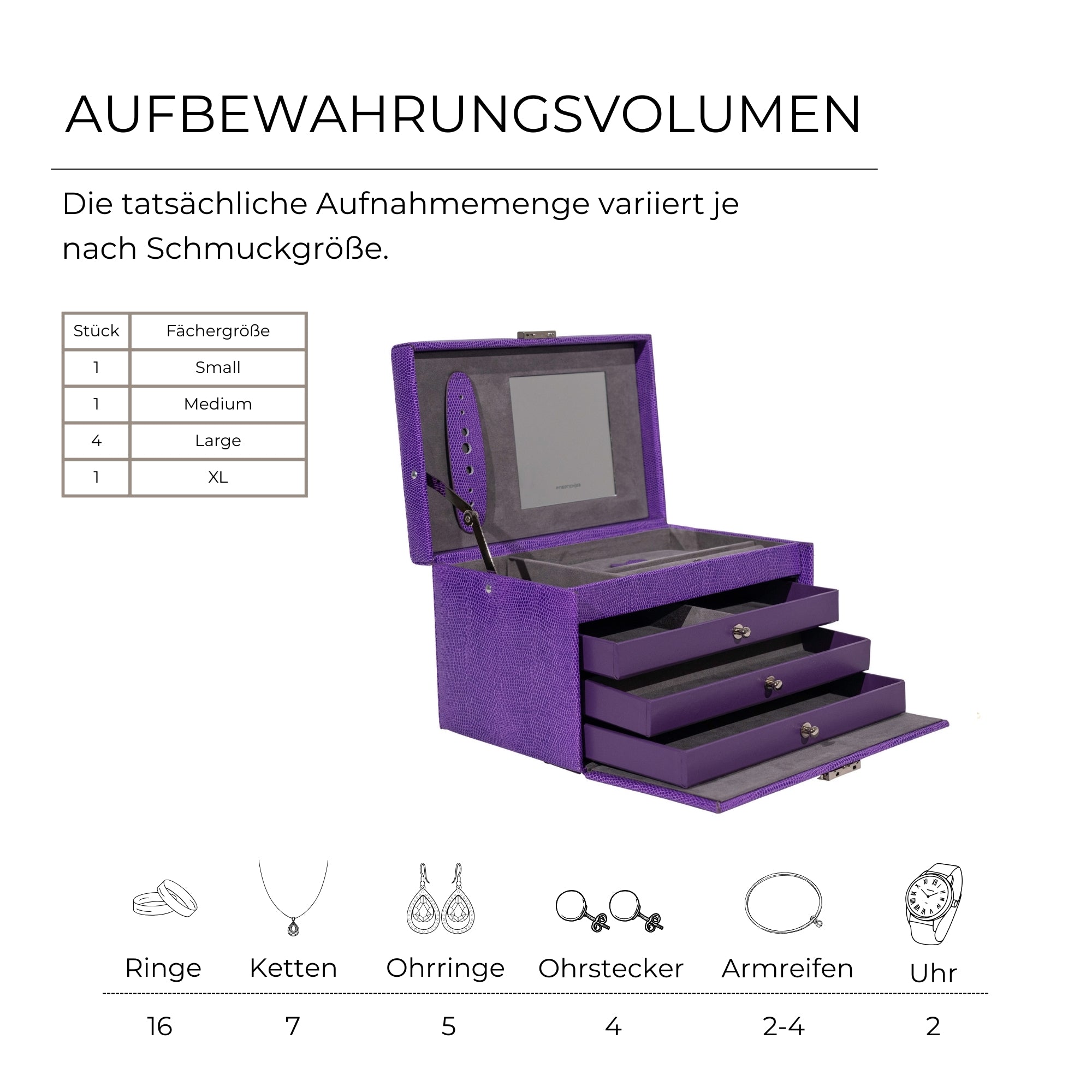 Classico jewelry box made of leather in lizard optics