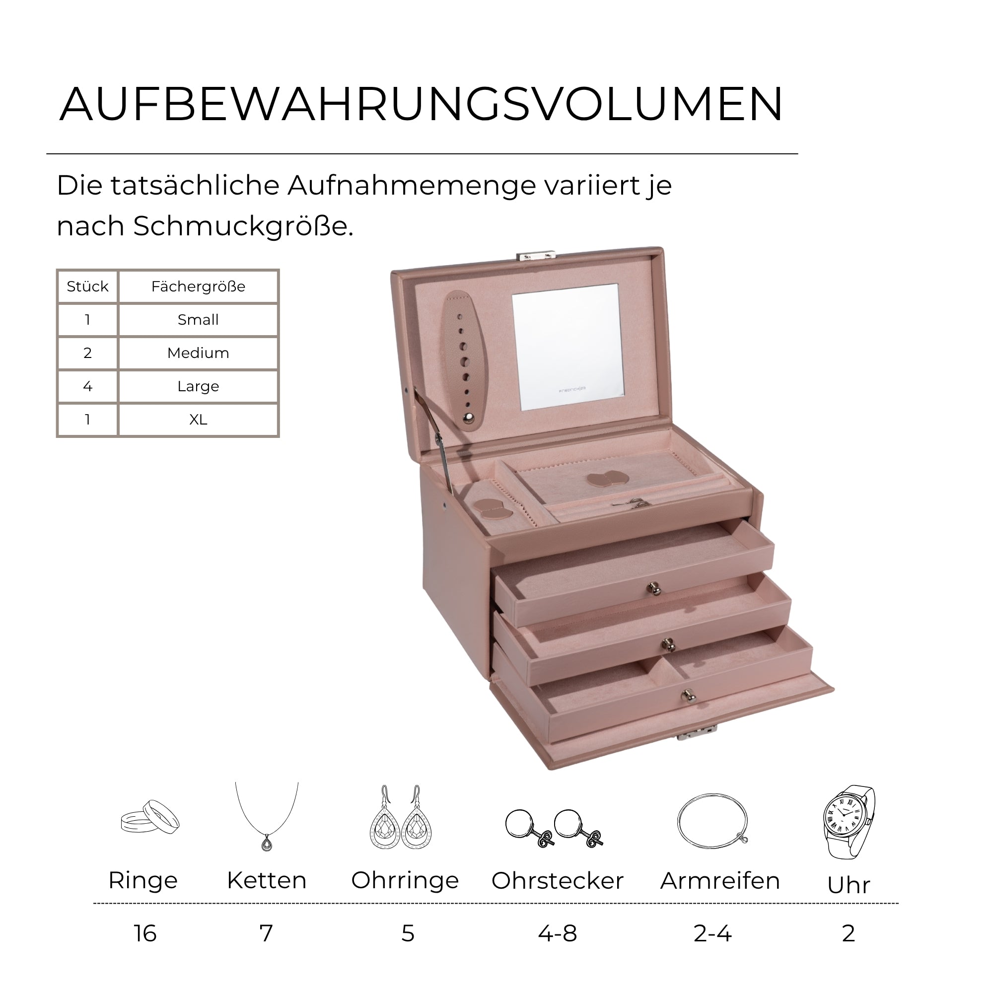 CLASSICO Schmuckkasten Echt Leder - ROSÉ EDITION