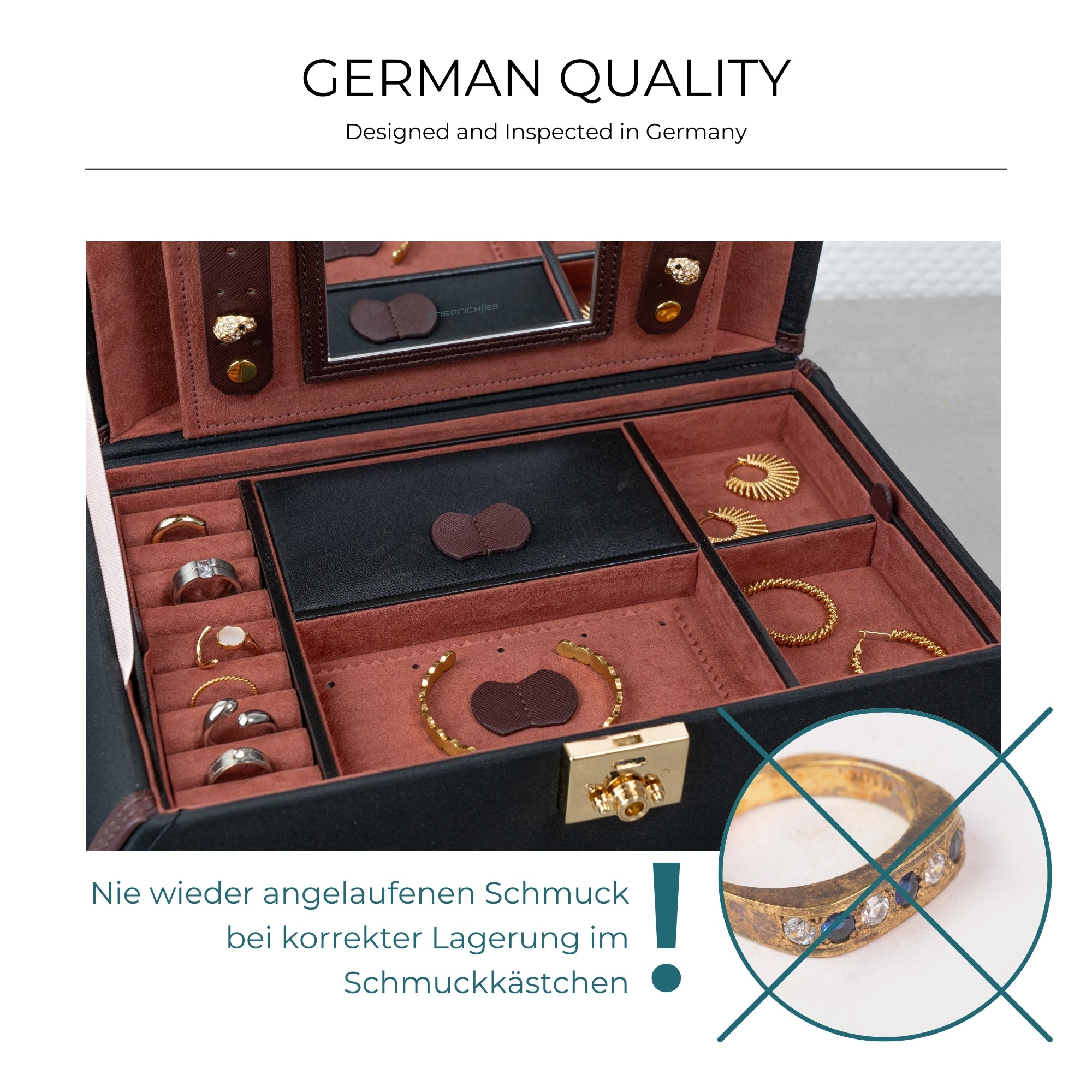 Copenhagen jewelry box with watch compartment