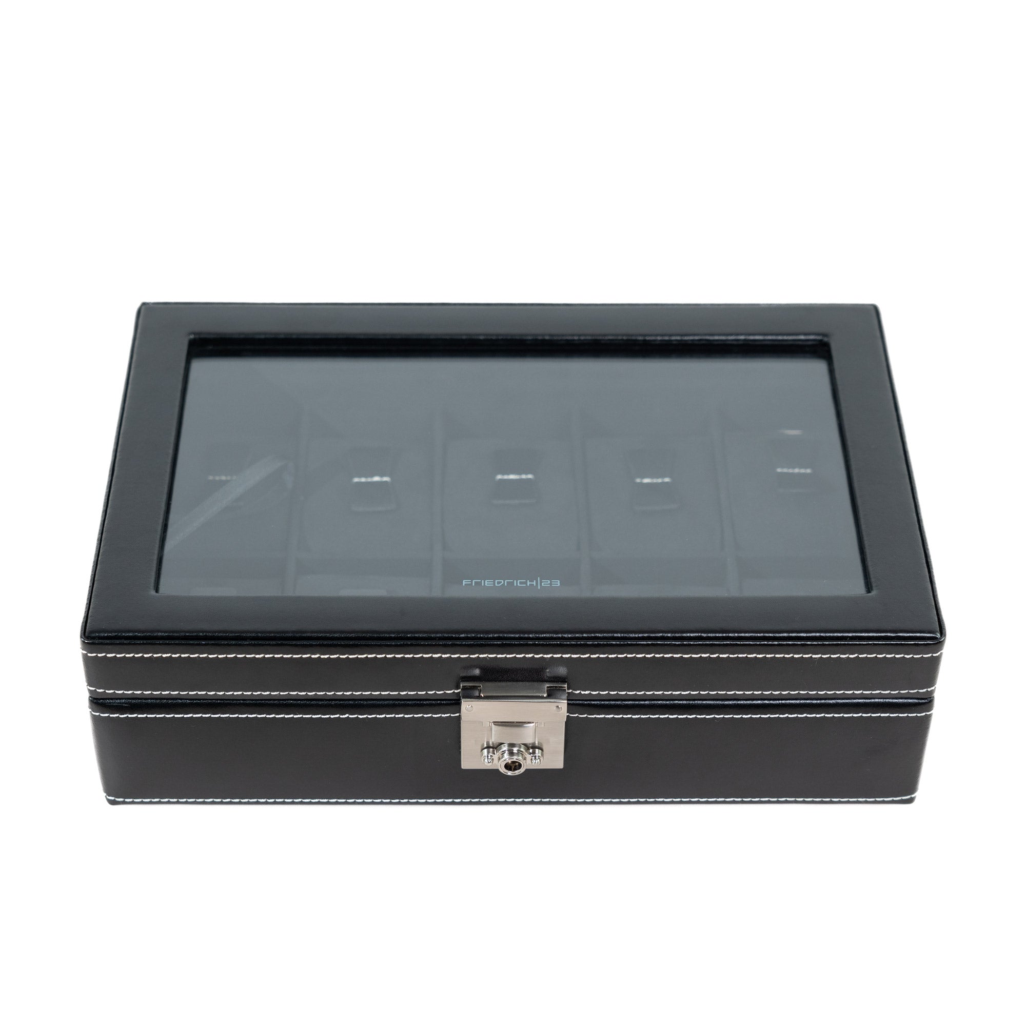 LONDON Uhrenbox für 10 Uhren aus Leder mit Glas