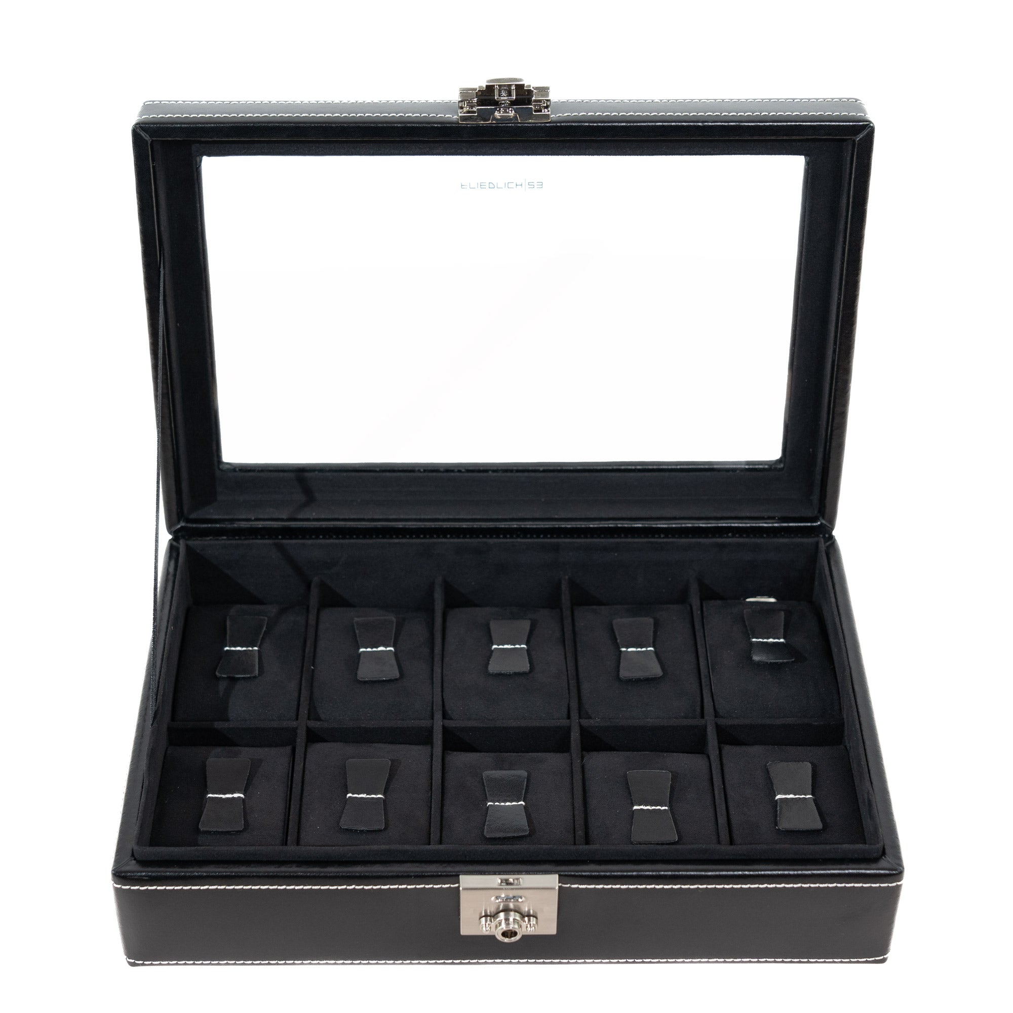 LONDON Uhrenbox für 10 Uhren aus Leder mit Glas