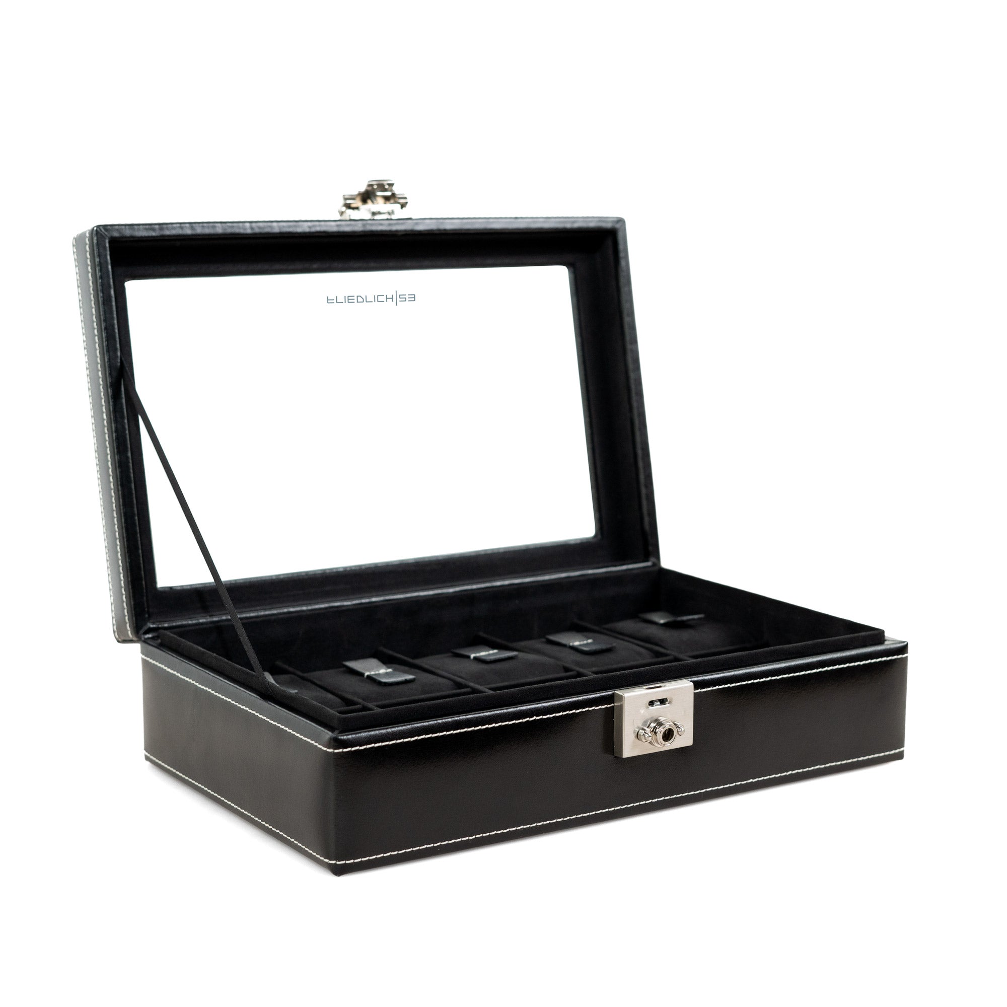 LONDON Uhrenbox für 10 Uhren aus Leder mit Glas