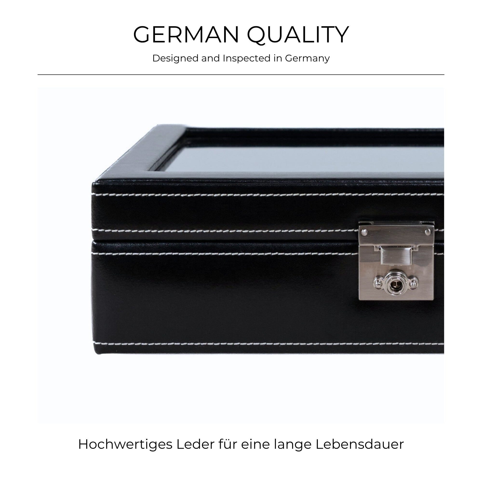 LONDON Uhrenbox für 10 Uhren aus Leder mit Glas