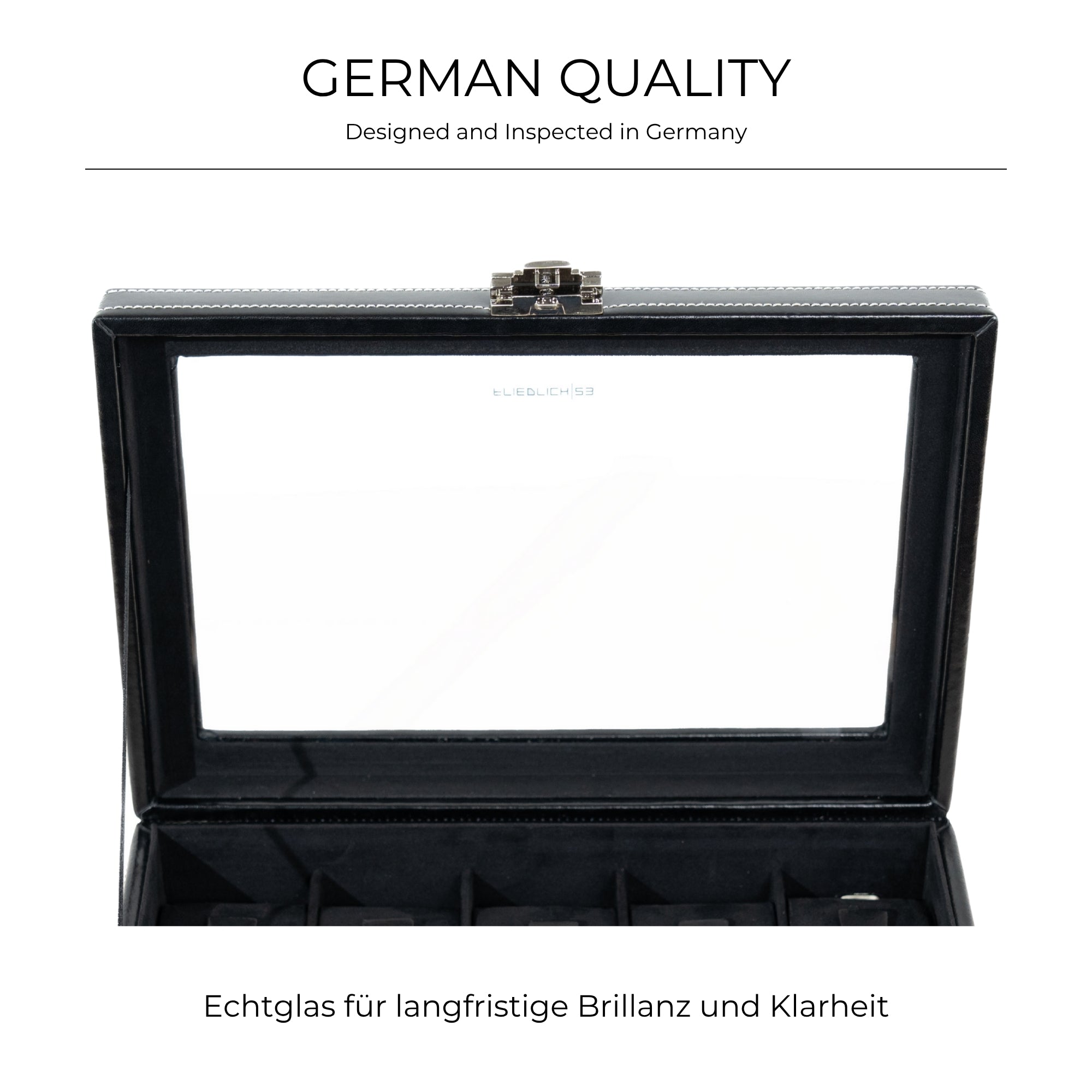 LONDON Uhrenbox für 10 Uhren aus Leder mit Glas