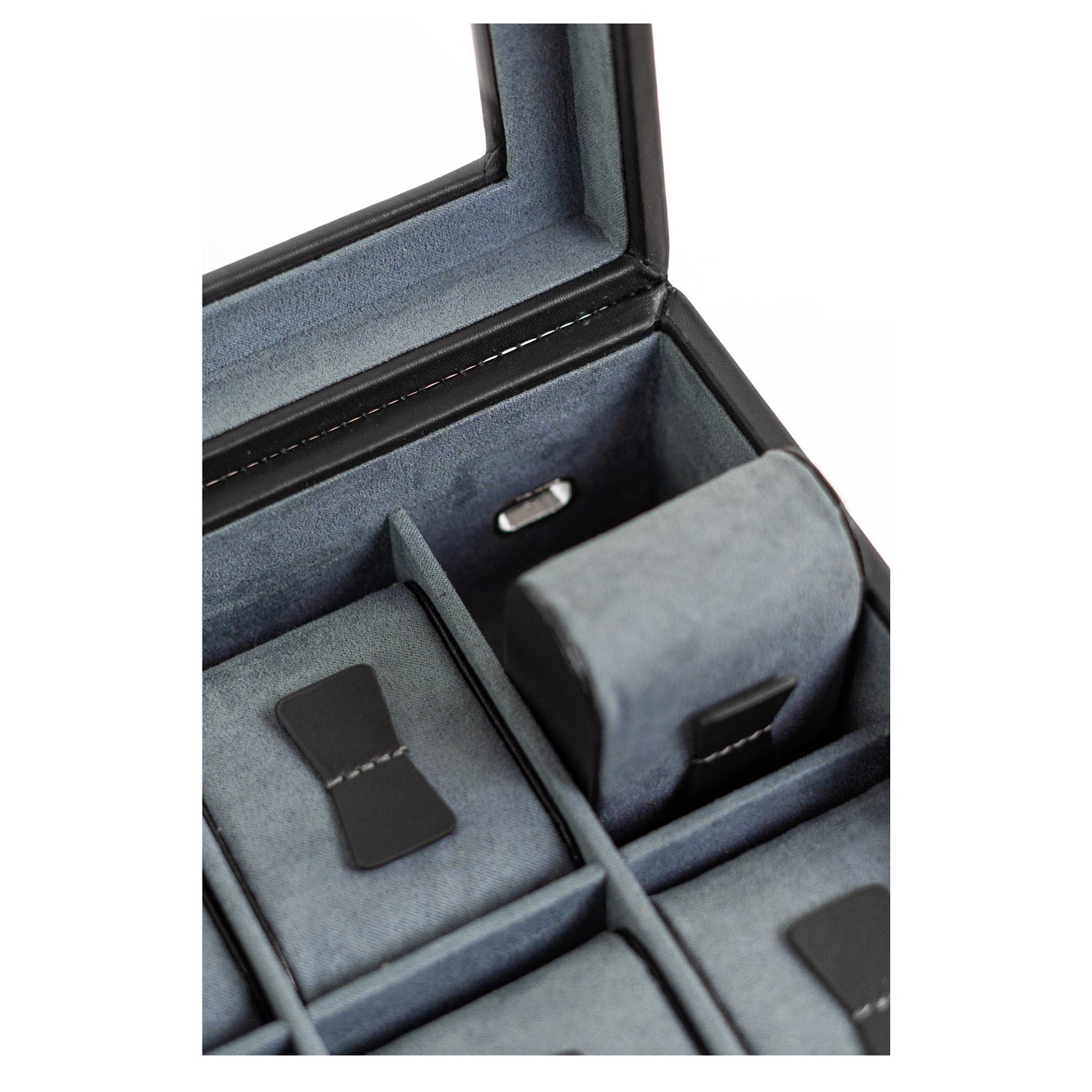 Infinity watch box for 6 watches made of leather with glass