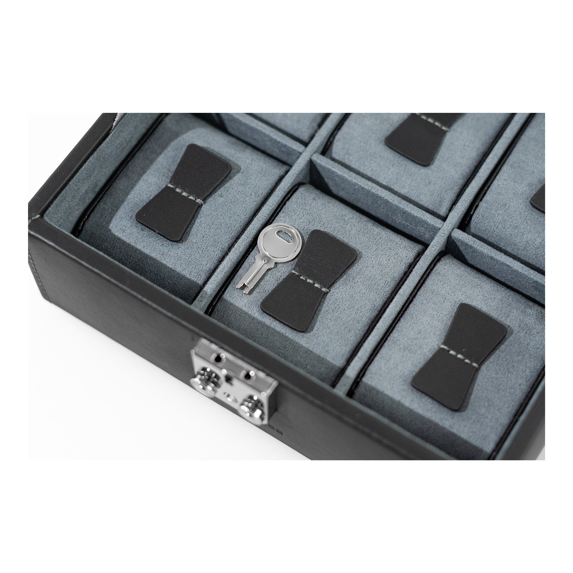 Infinity watch box for 6 watches made of leather with glass