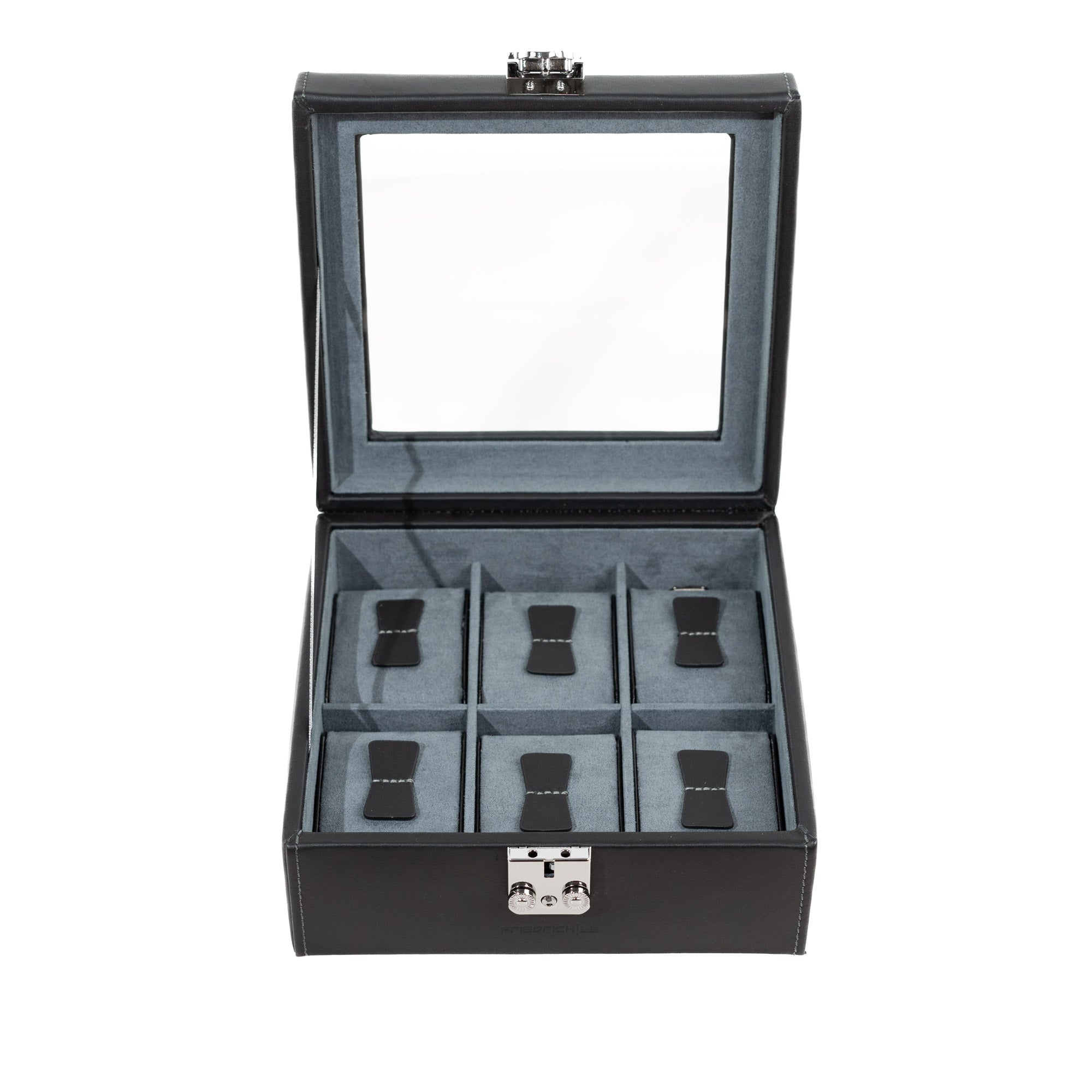 Infinity watch box for 6 watches made of leather with glass