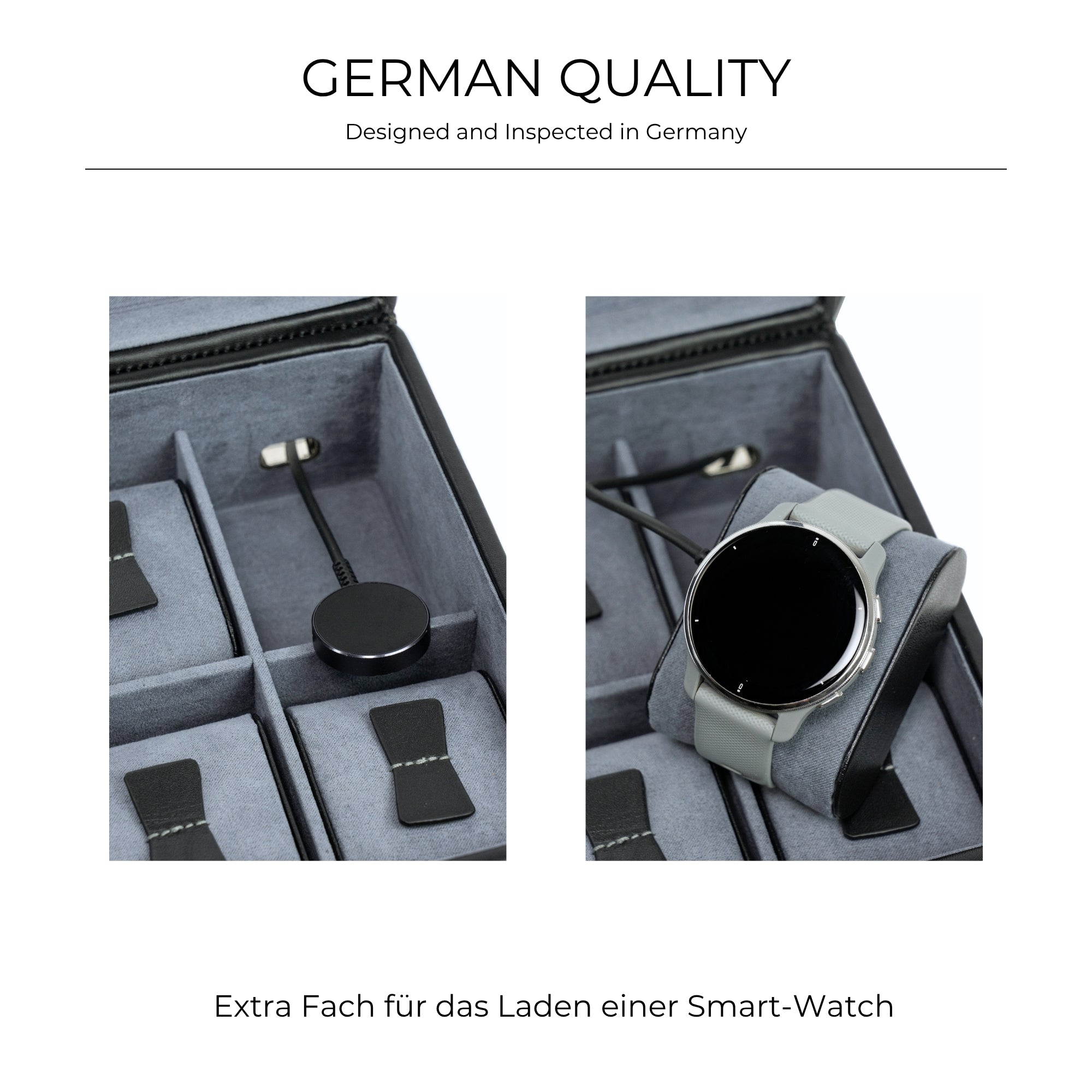 Infinity watch box for 6 watches made of leather with glass