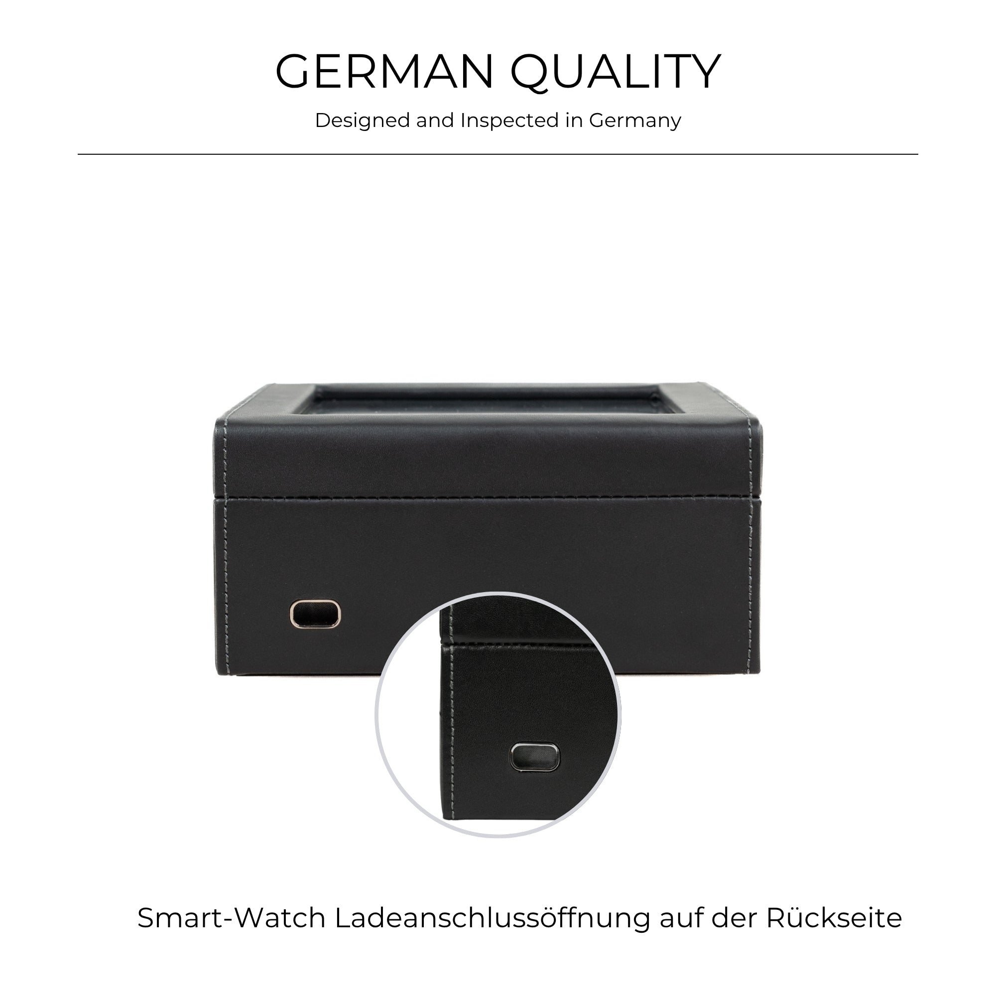 Infinity watch box for 6 watches made of leather with glass