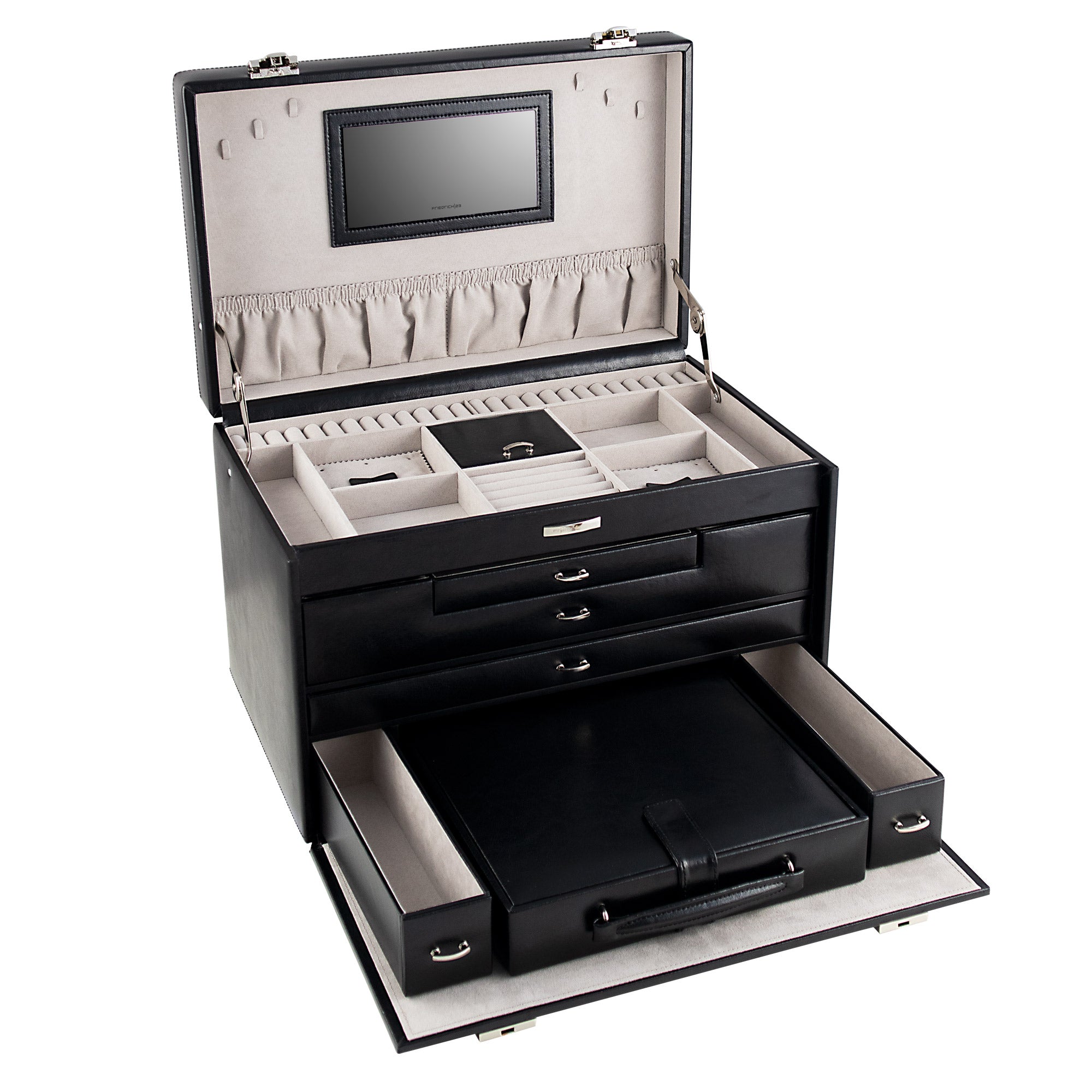 CLASSICO XXL Schmuckkasten aus Leder mit Tresor Etui