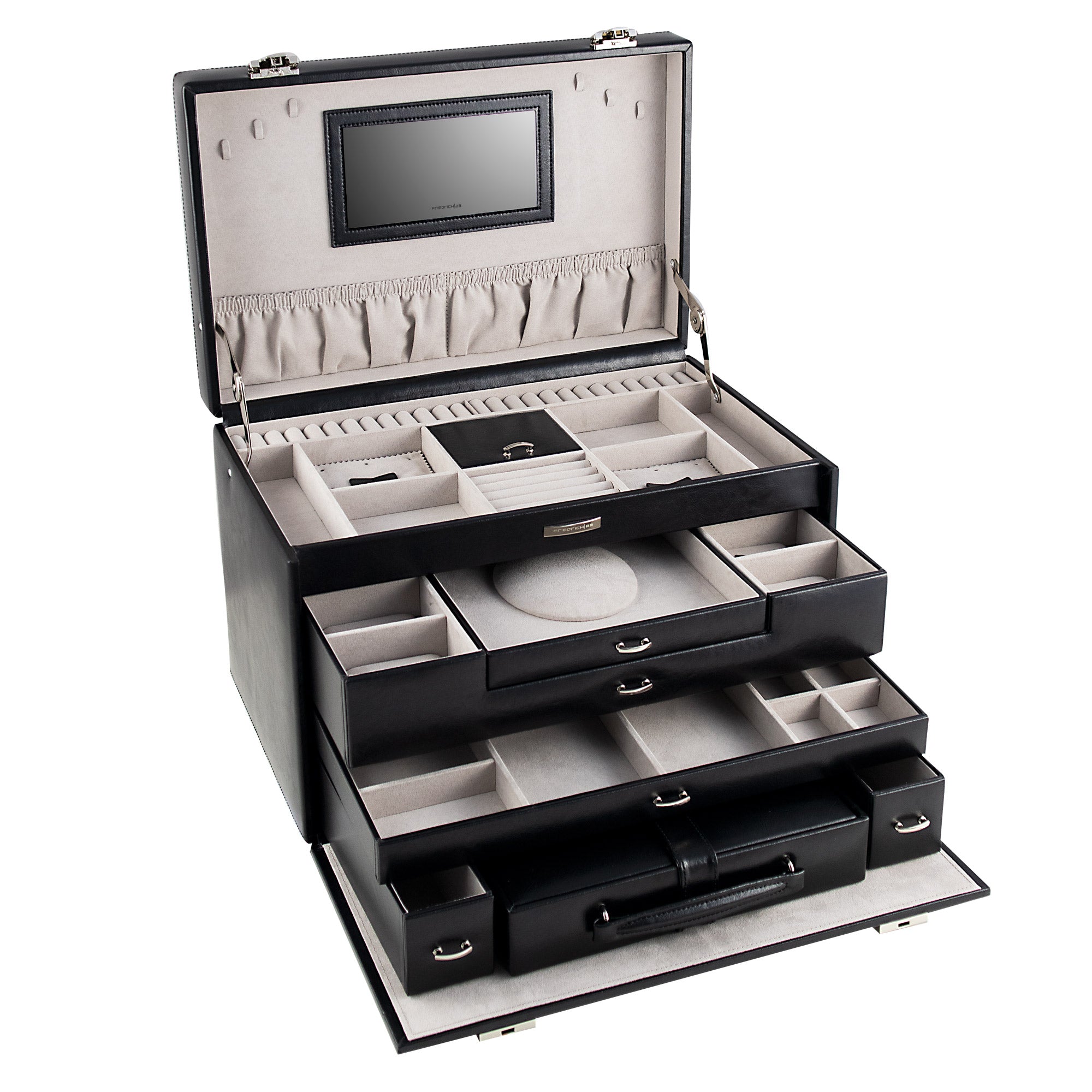 CLASSICO XXL Schmuckkasten aus Leder mit Tresor Etui