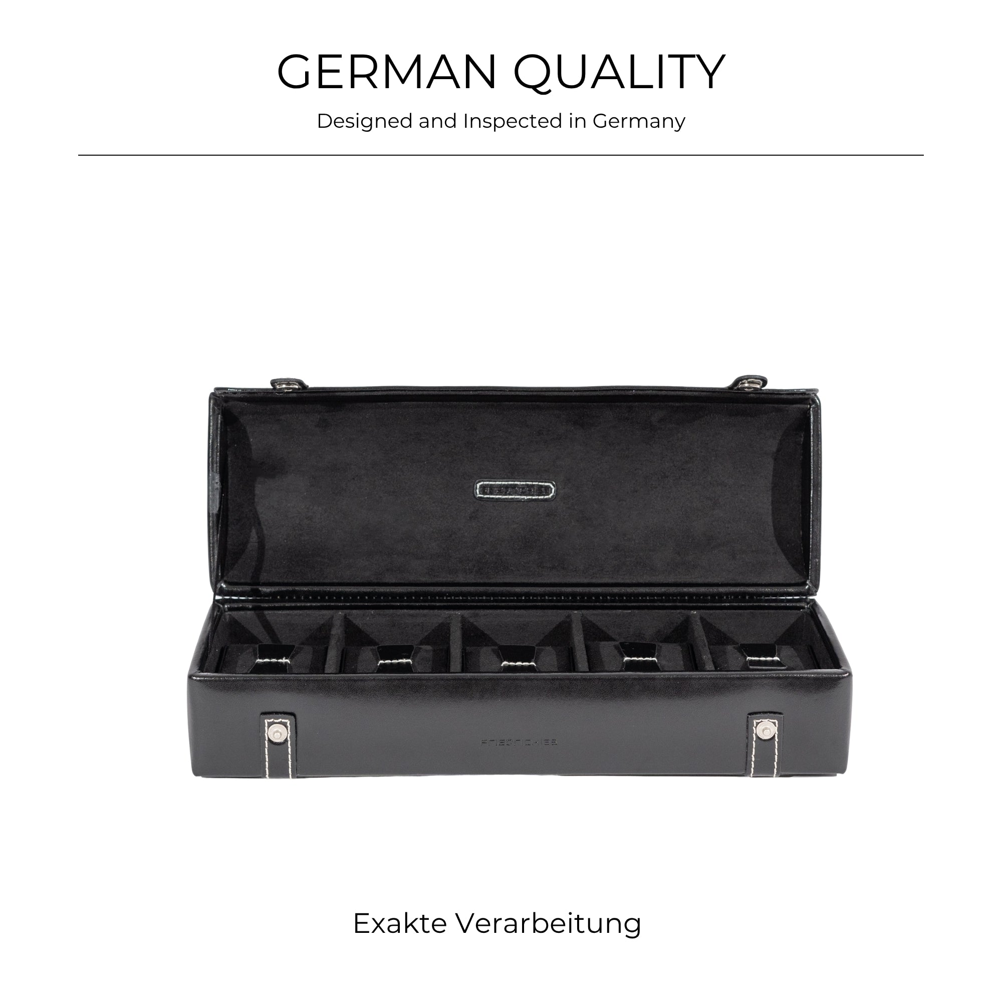 LONDON Uhrenbox für 5 Uhren aus Leder mit Glasdeckel