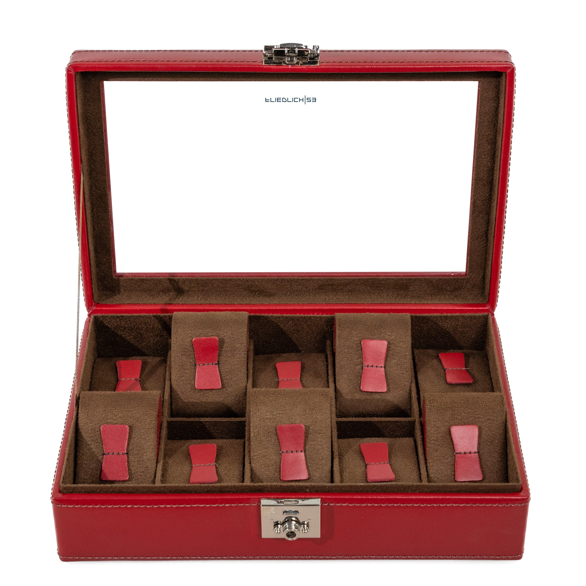 CORDOBA Uhrenbox für 10 Uhren aus Leder mit Glas