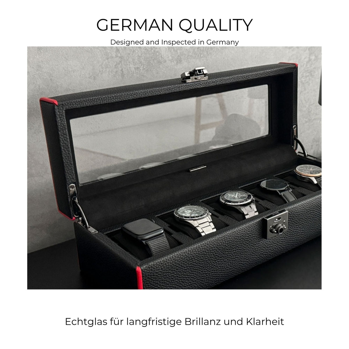 MARANELLO – 5er Uhrenbox - Genarbtes Vollrindleder