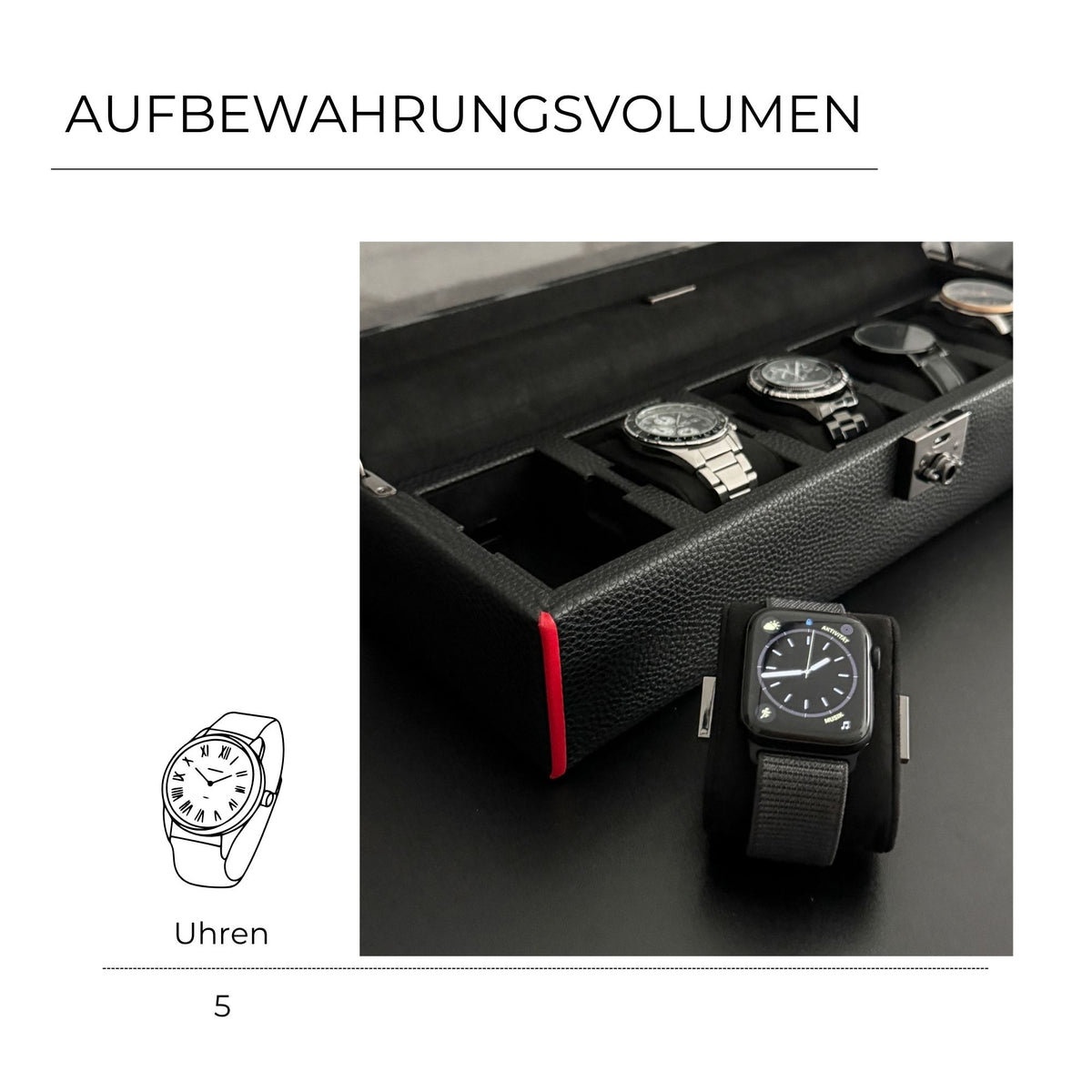 MARANELLO – 5er Uhrenbox - Genarbtes Vollrindleder
