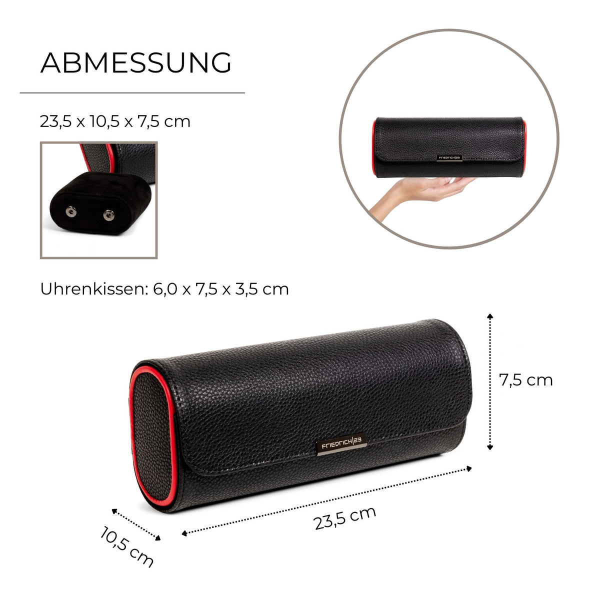 MARANELLO – 3er Uhrenrolle - Genarbtes Vollrindleder