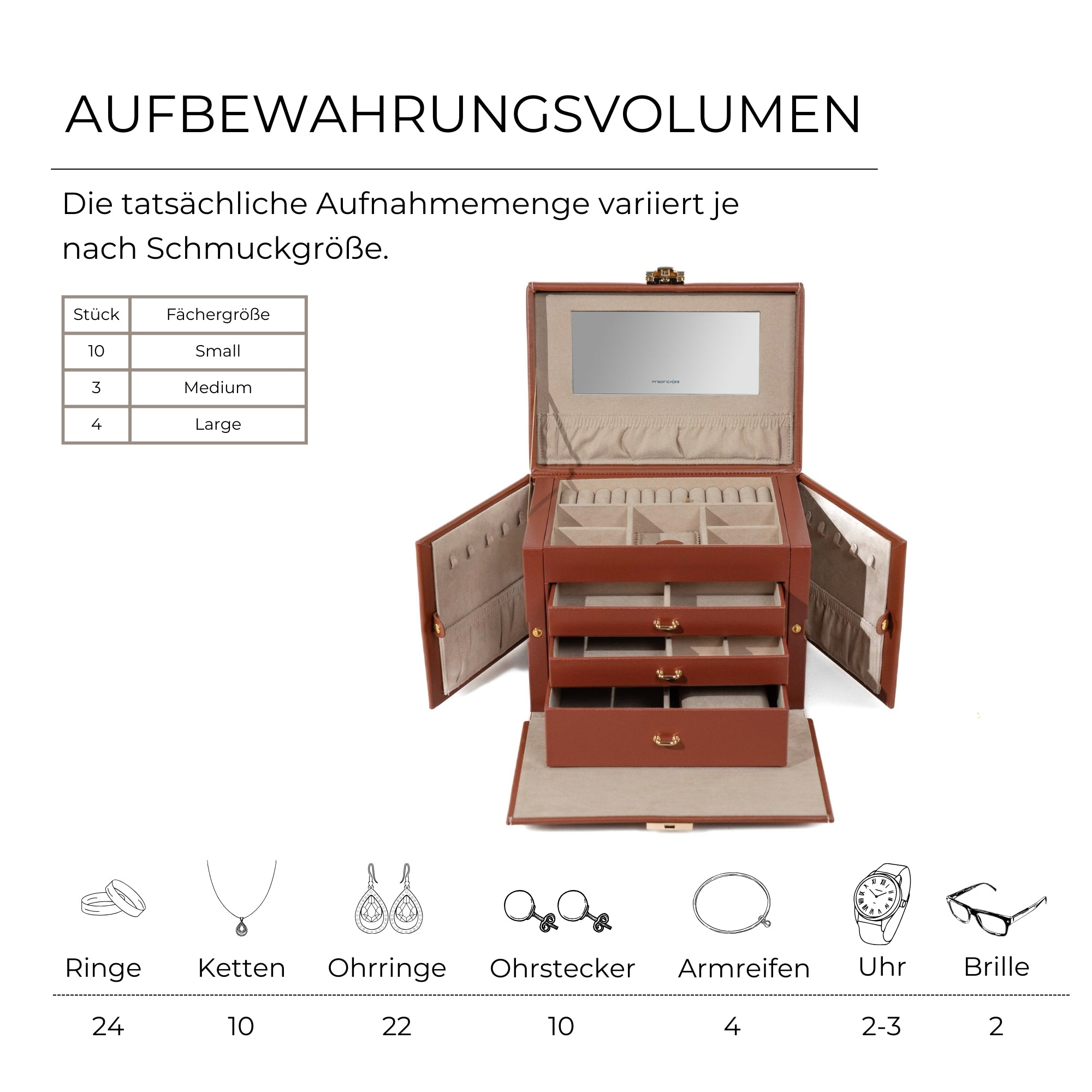 CORDOBA Schmuckkasten groß aus Leder