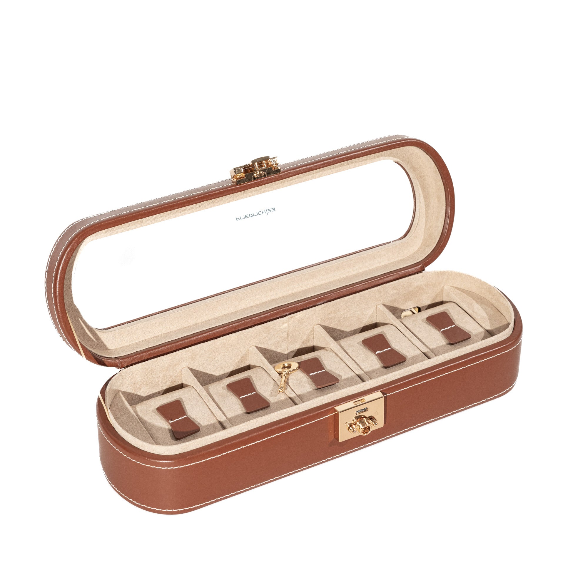 CORDOBA Uhrenbox für 5 Uhren aus Leder mit Glas