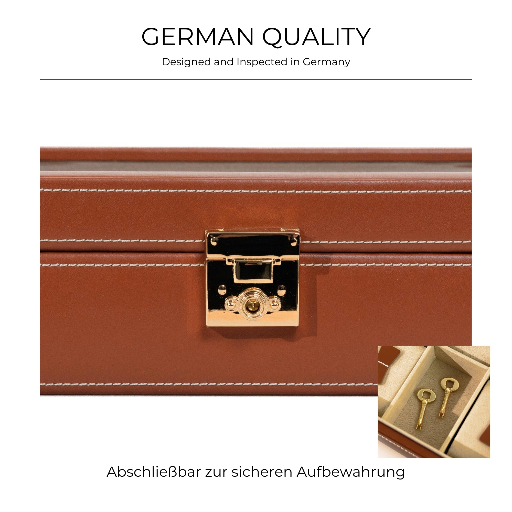 CORDOBA Uhrenbox für 5 Uhren aus Leder mit Glas