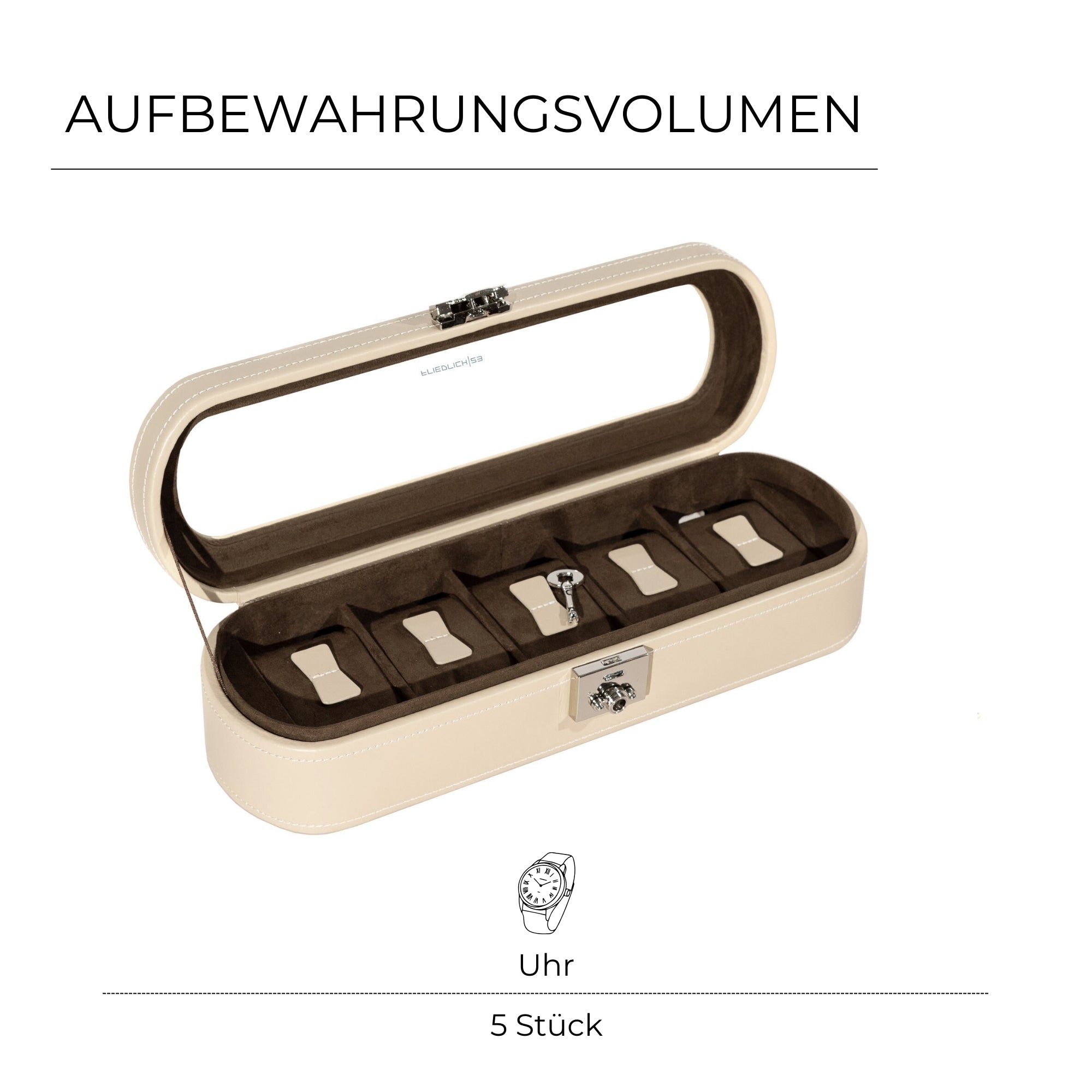 CORDOBA Uhrenbox für 5 Uhren aus Leder mit Glas