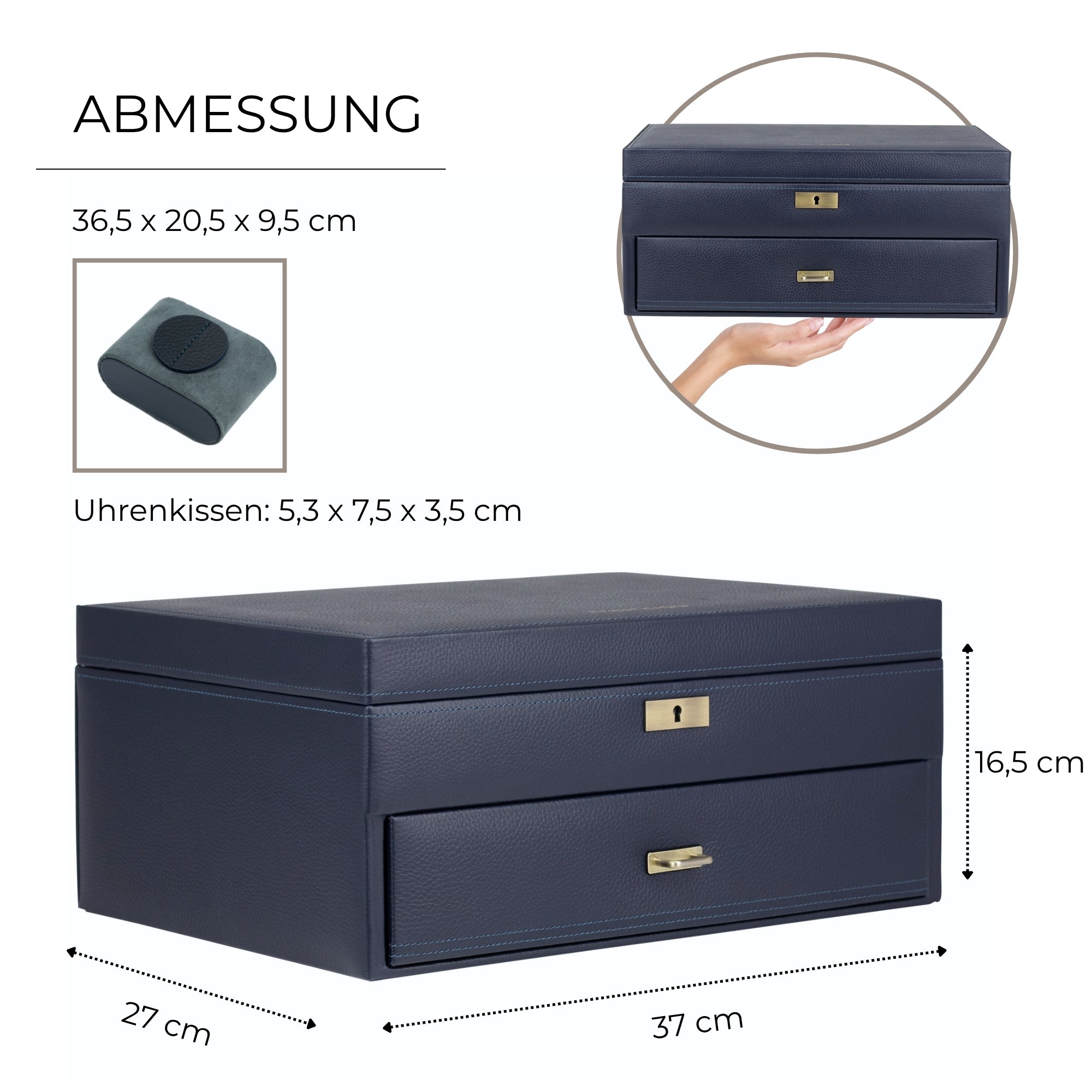 DYNASTY Große Uhrenbox für 20 Uhren aus Leder