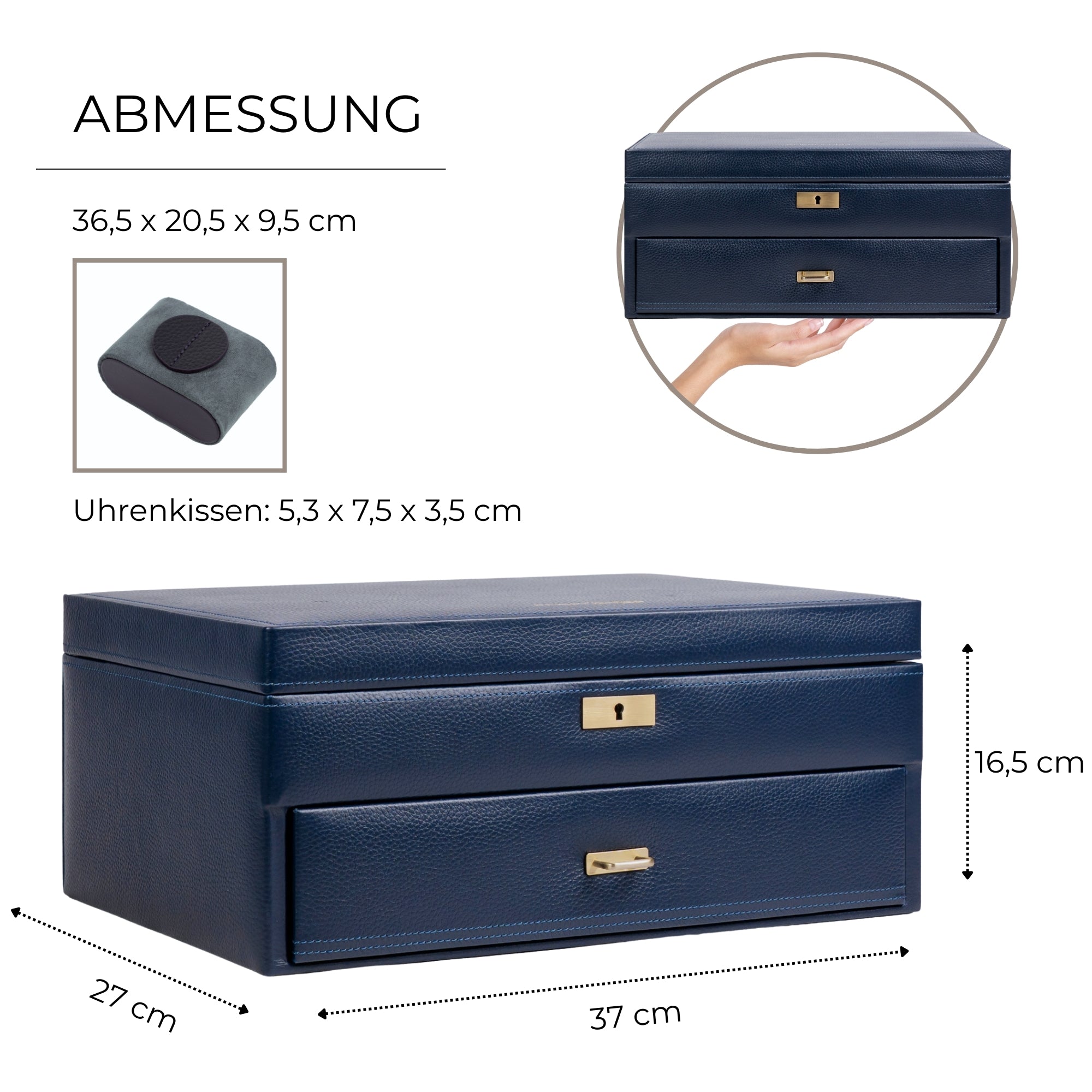 DYNASTY XXL Uhrenbox für 20 Uhren aus Leder