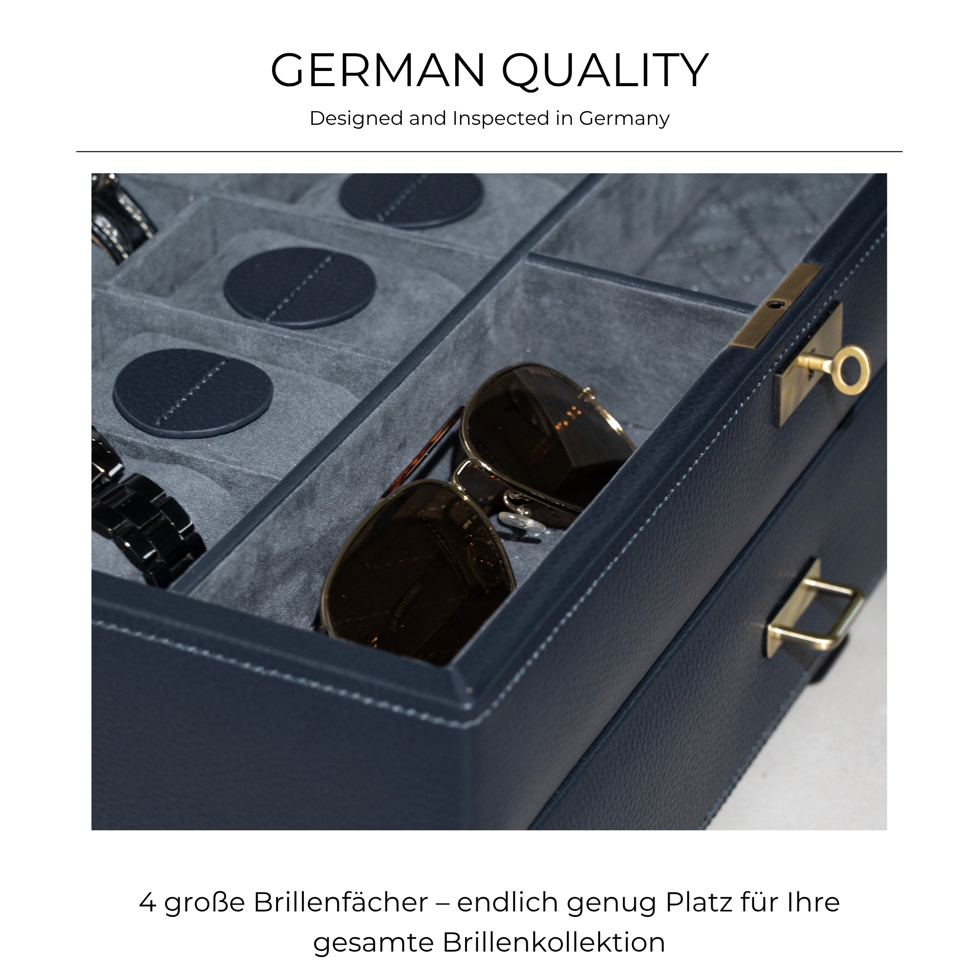 DYNASTY Große Uhrenbox für 20 Uhren aus Leder