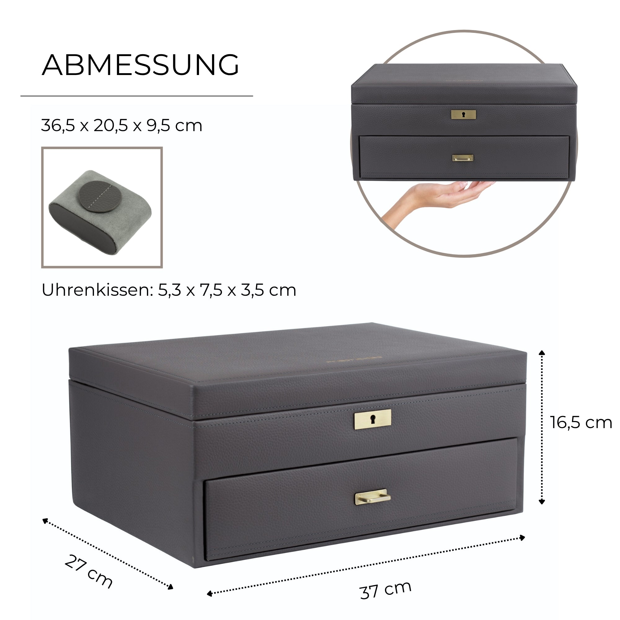 DYNASTY Große Uhrenbox für 20 Uhren aus Leder