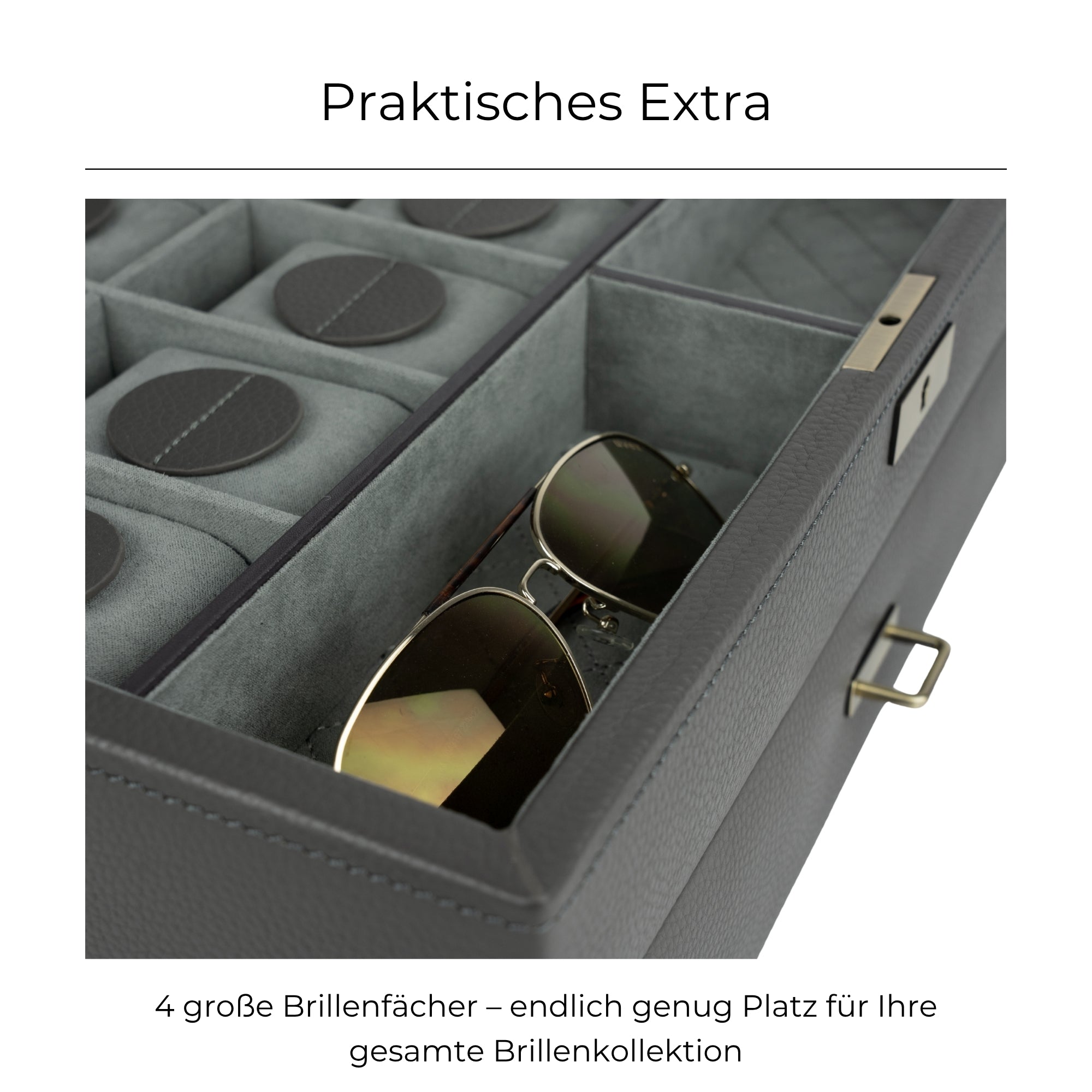 DYNASTY Große Uhrenbox für 20 Uhren aus Leder
