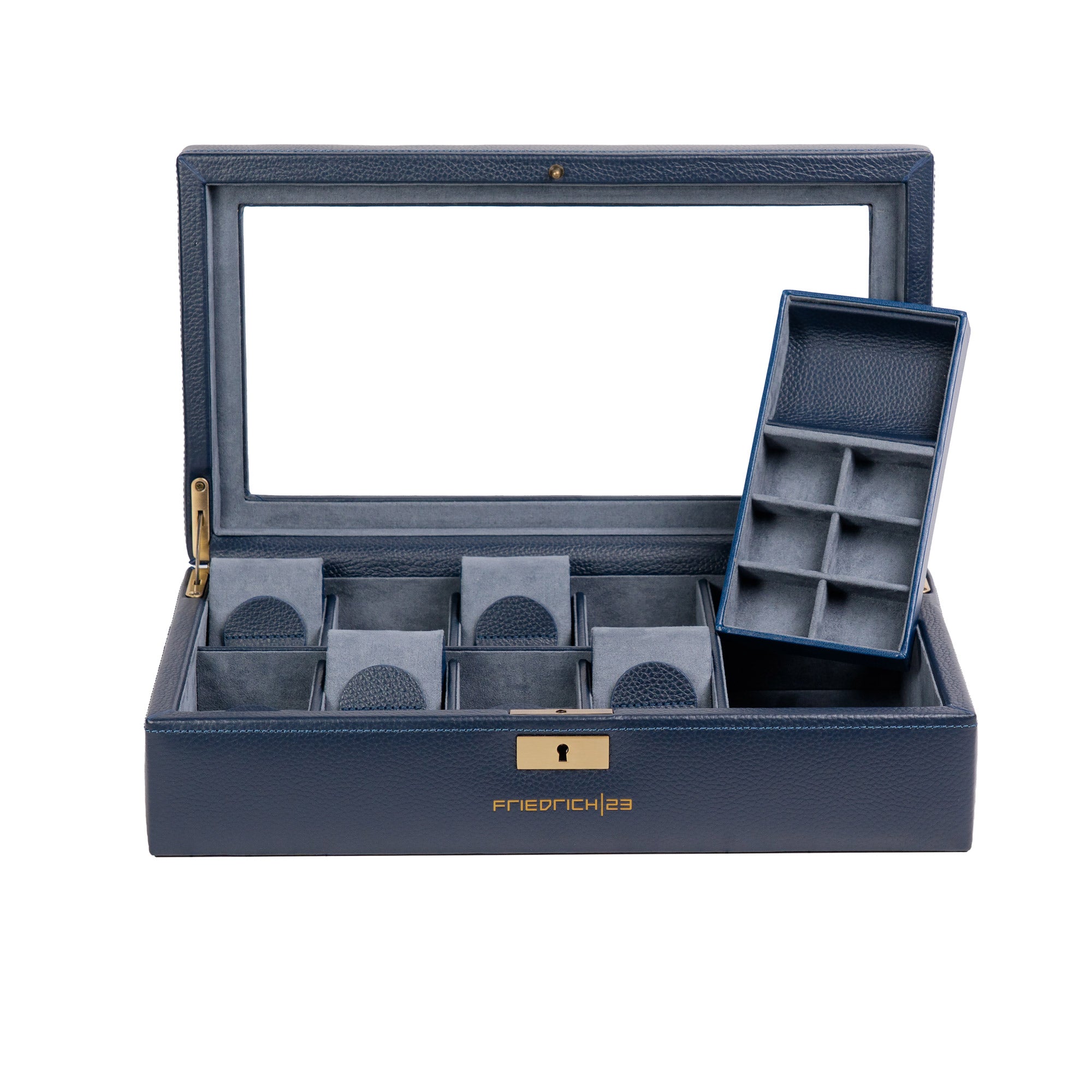 DYNASTY Uhrenbox für 8 Uhren aus Leder mit Glas