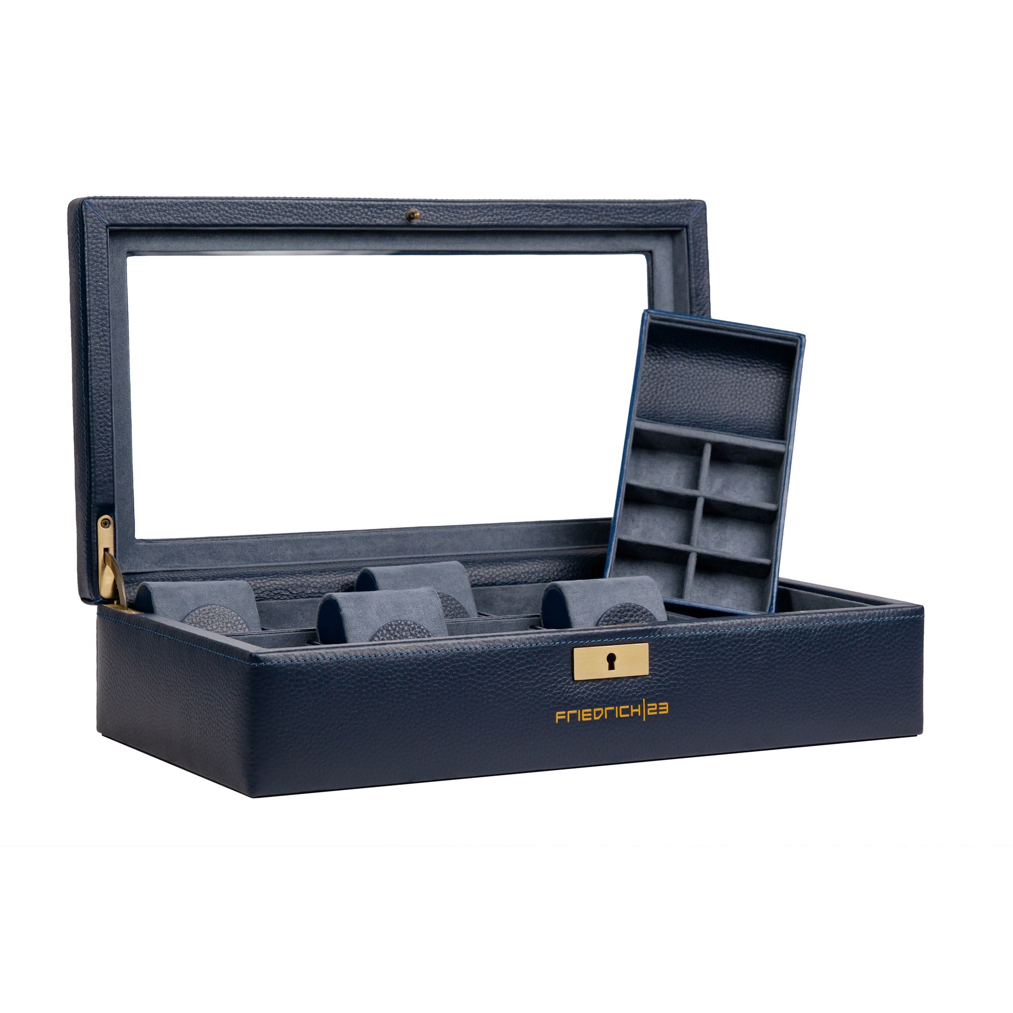 DYNASTY Uhrenbox für 8 Uhren aus Leder mit Glas