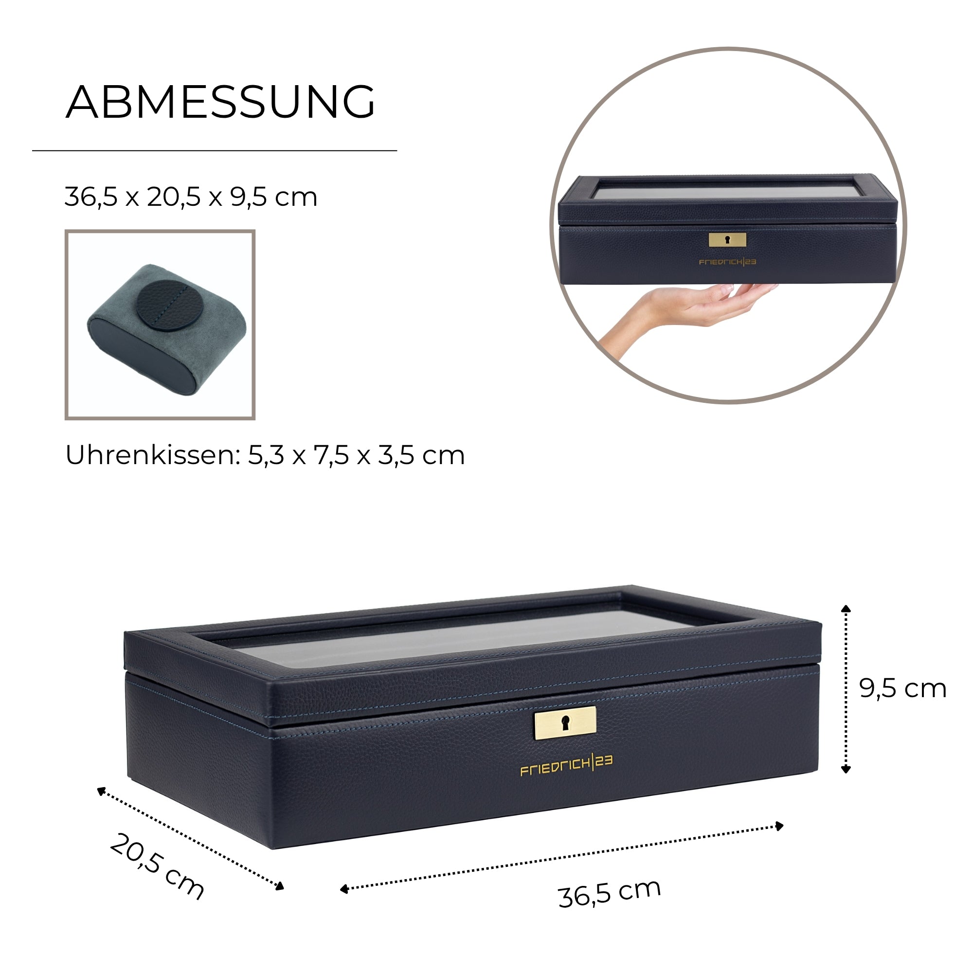 Dynasty watch box for 8 watches made of leather with glass