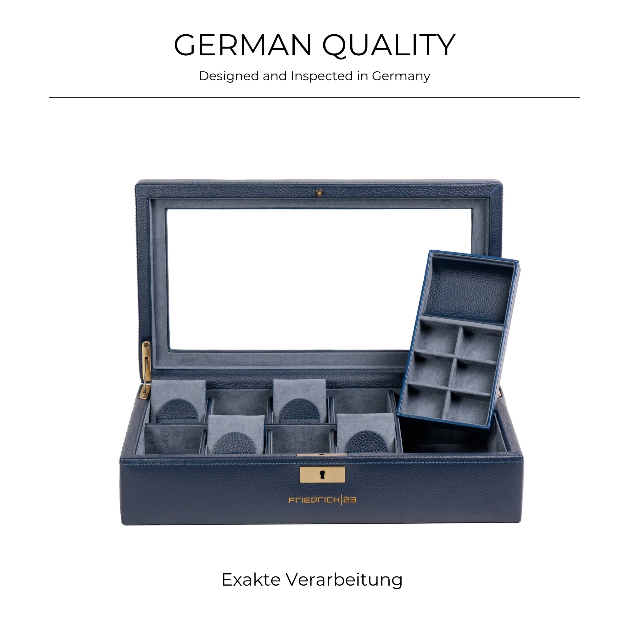 DYNASTY Uhrenbox für 8 Uhren aus Leder mit Glas