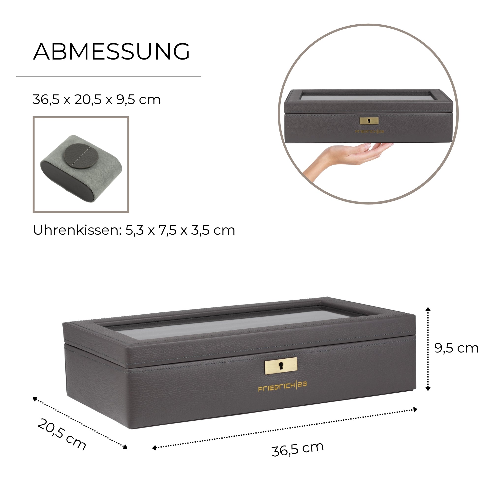 Dynasty watch box for 8 watches made of leather with glass