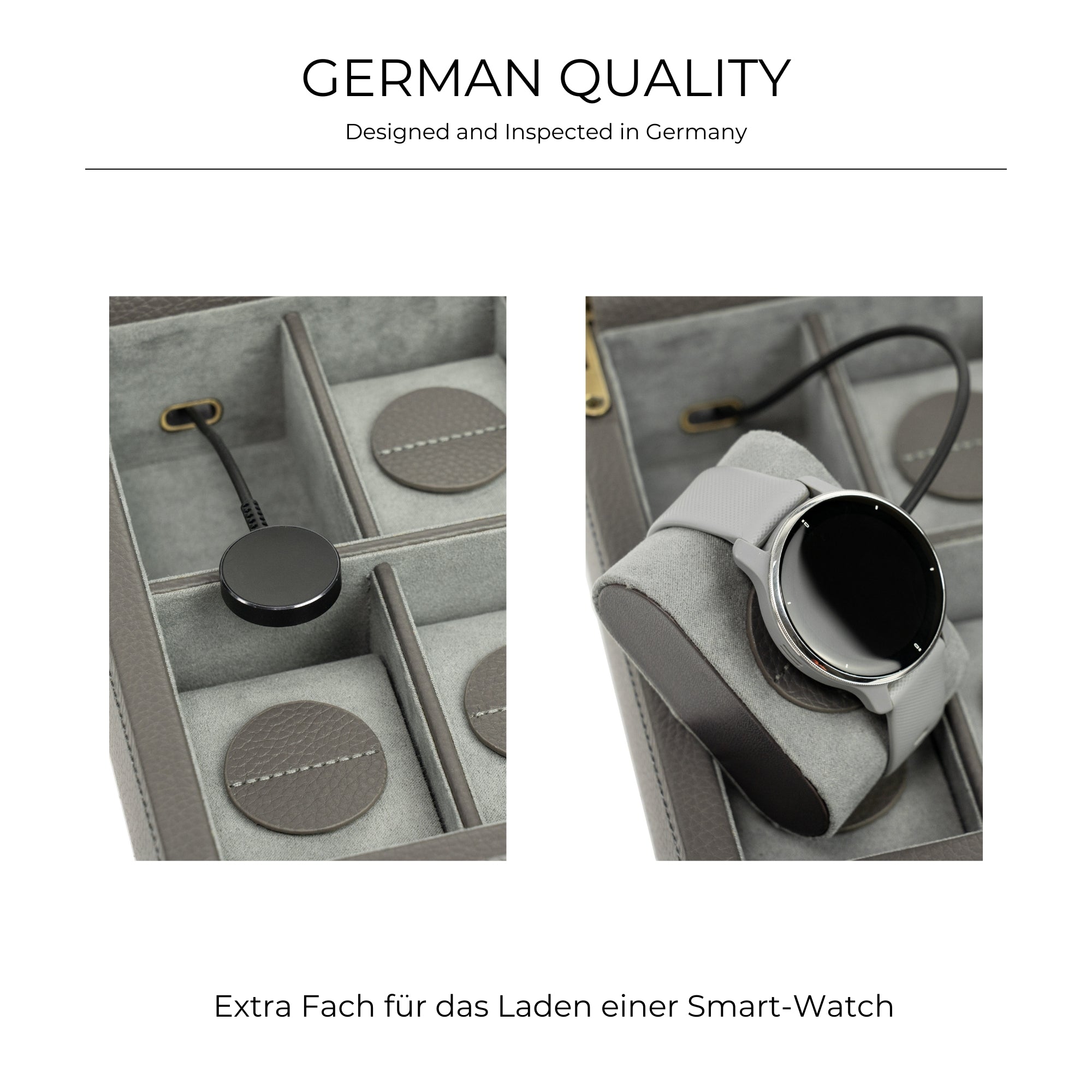 DYNASTY Uhrenbox für 8 Uhren aus Leder mit Glas